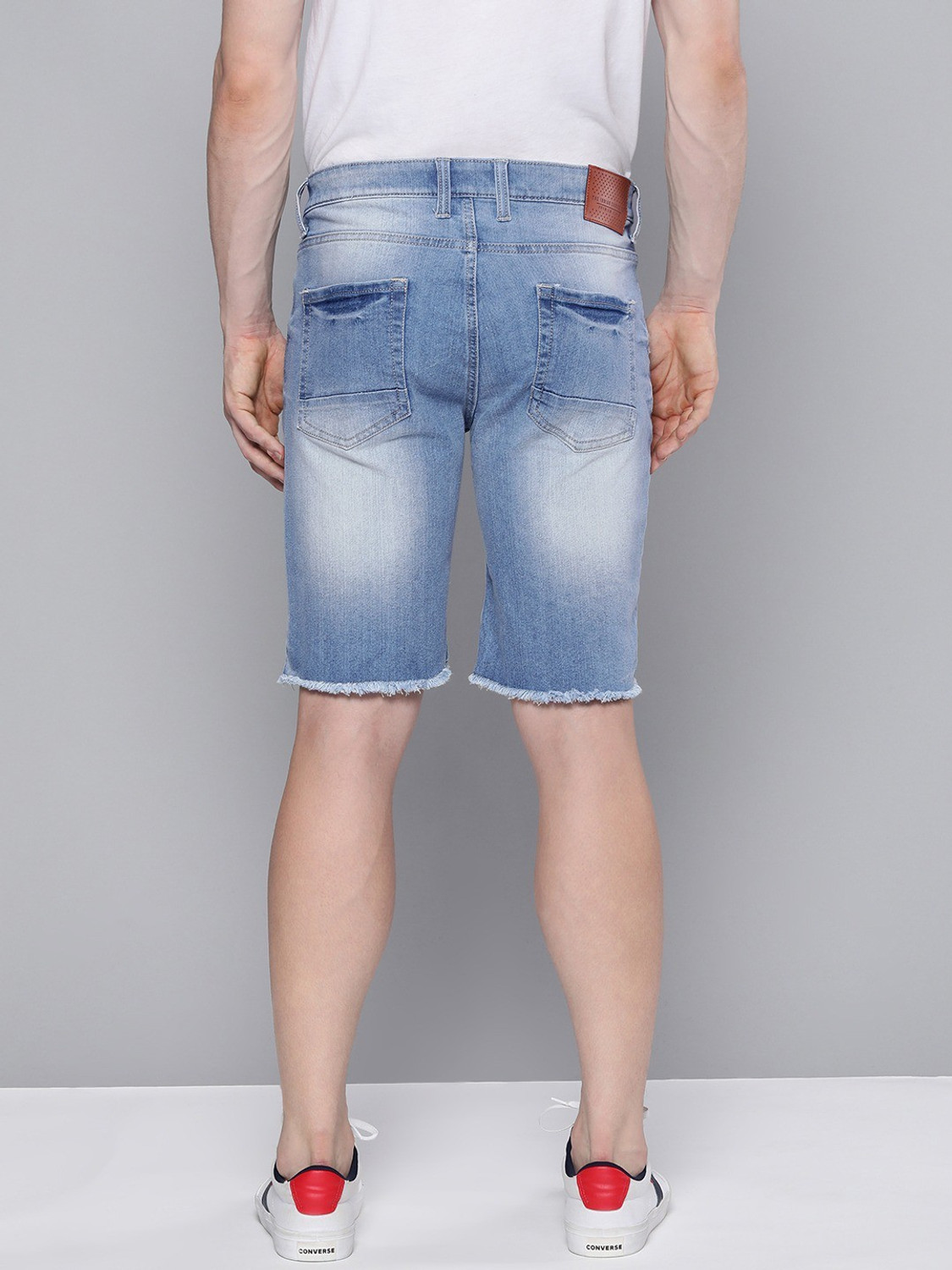 Image of The Indian Garage Co. Solid Men Blue Denim Shorts