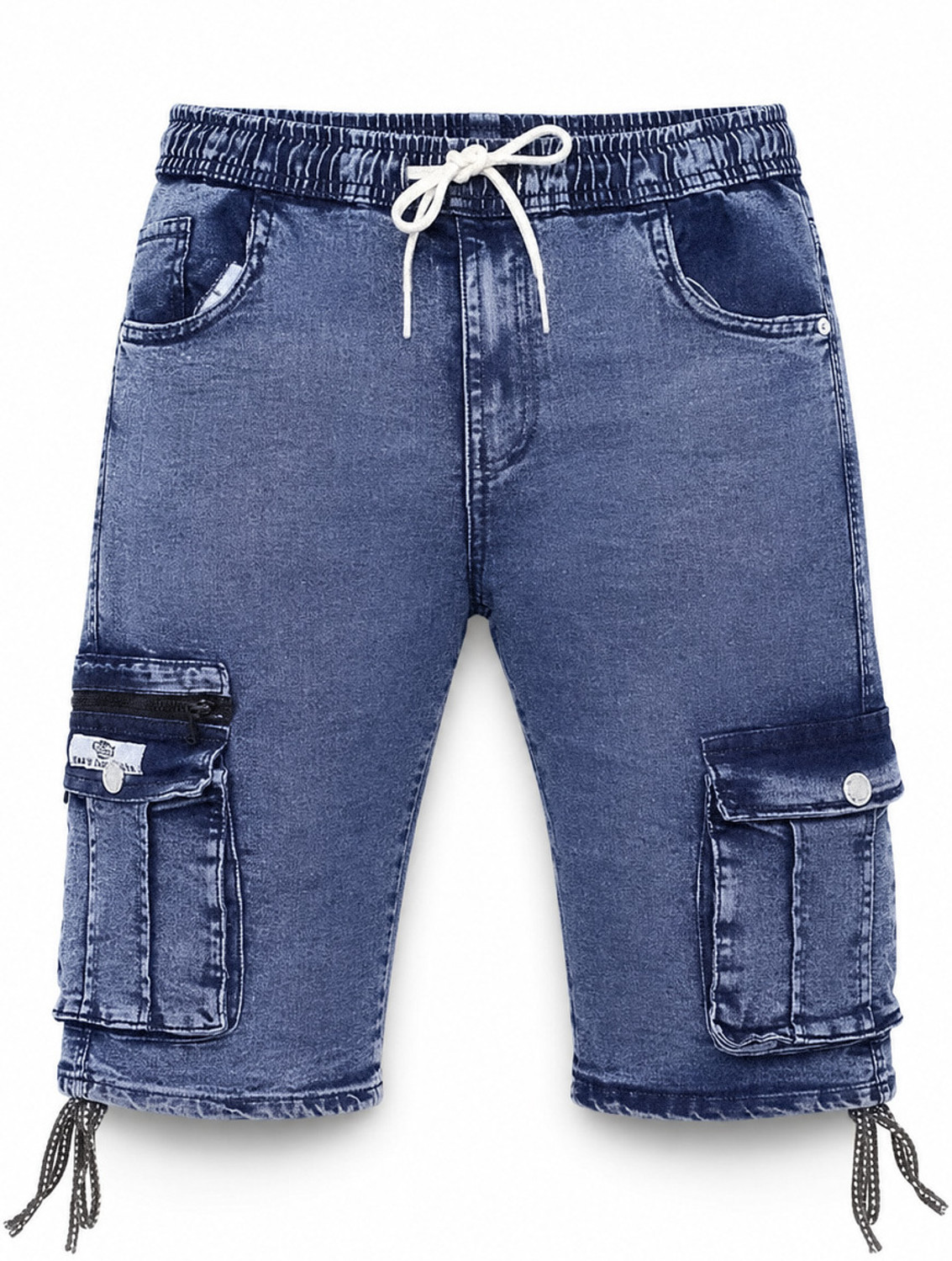 Image of QFA Dyed /Washed Men Denim Light Blue Cargo Shorts