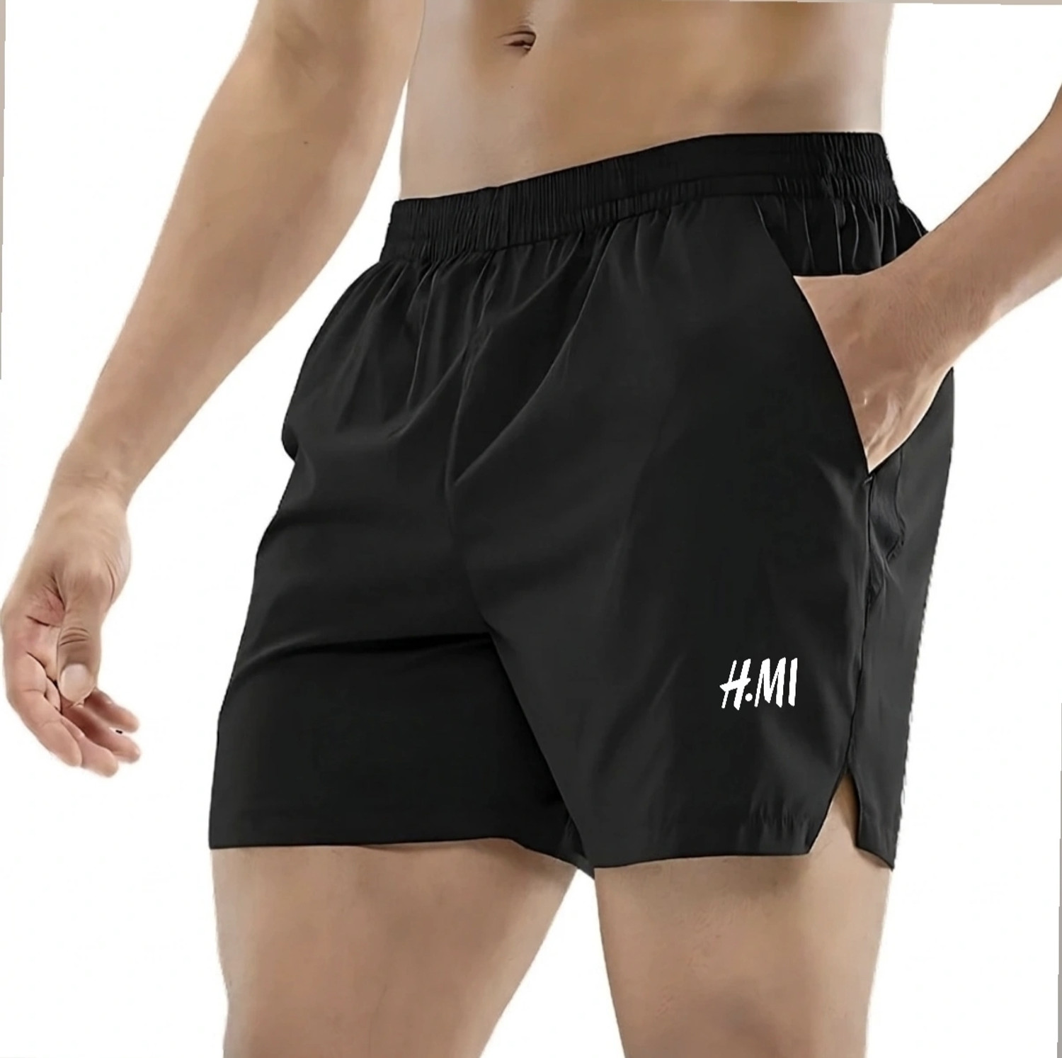 Image of HMI Printed Men Black Sports Shorts