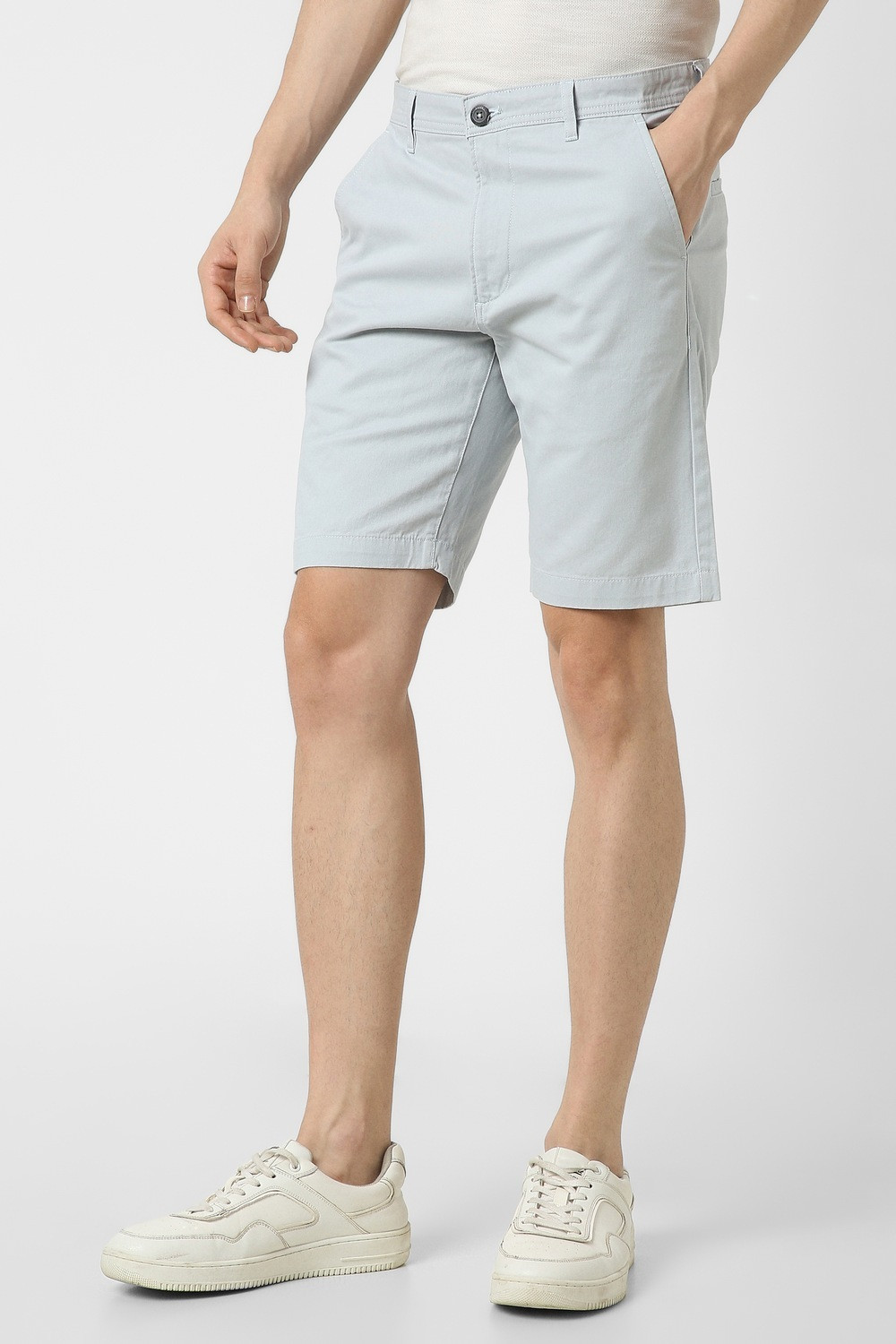 Image of PETER ENGLAND Solid Men Light Blue Regular Shorts