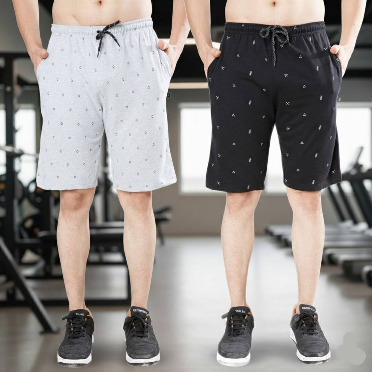 WILD CAMO Pack of 2 Printed Men White, Black Regular Shorts