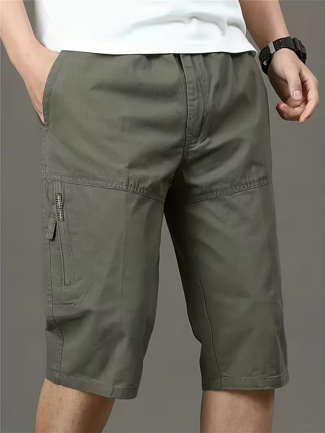 Image of sti Solid Men Green Cargo Shorts