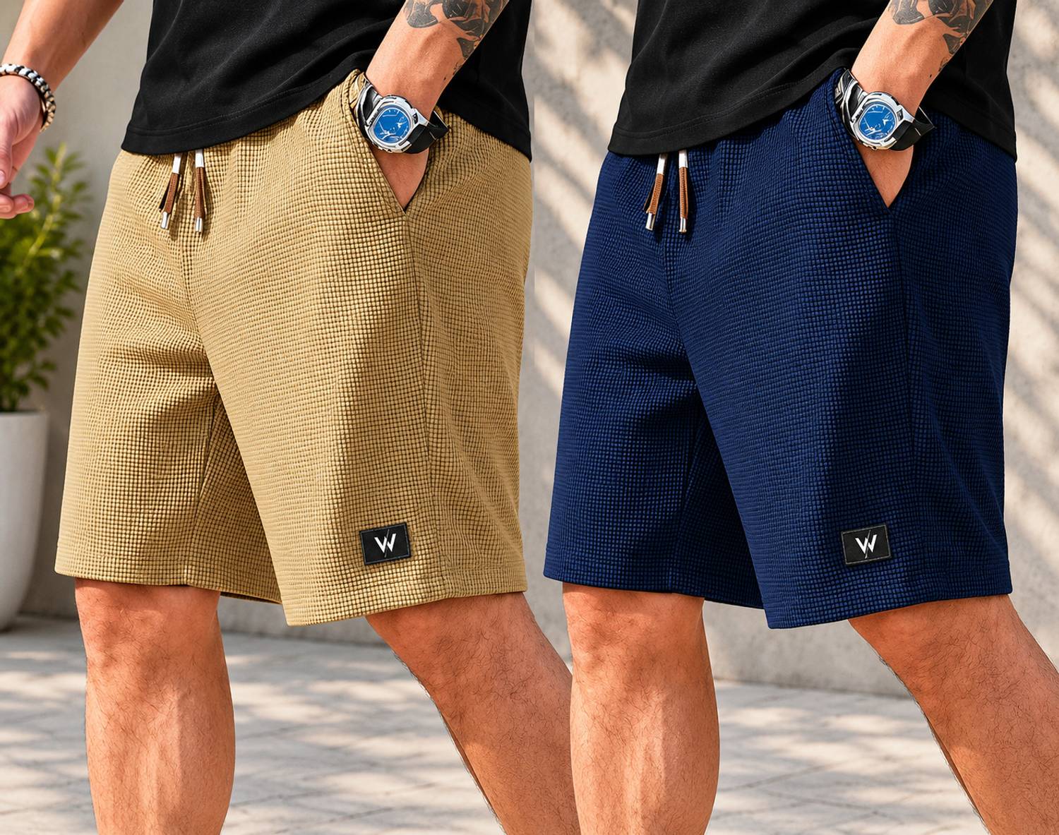 WeReKo Men Blue Khaki Regular Shorts - Image 1