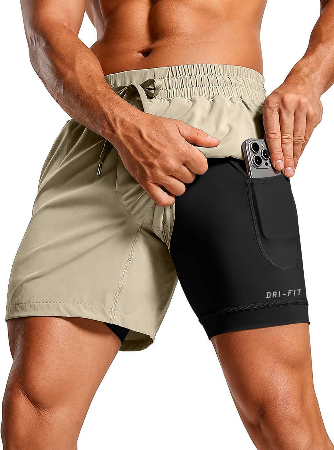 PRAVAHA Solid Men Beige Gym Shorts