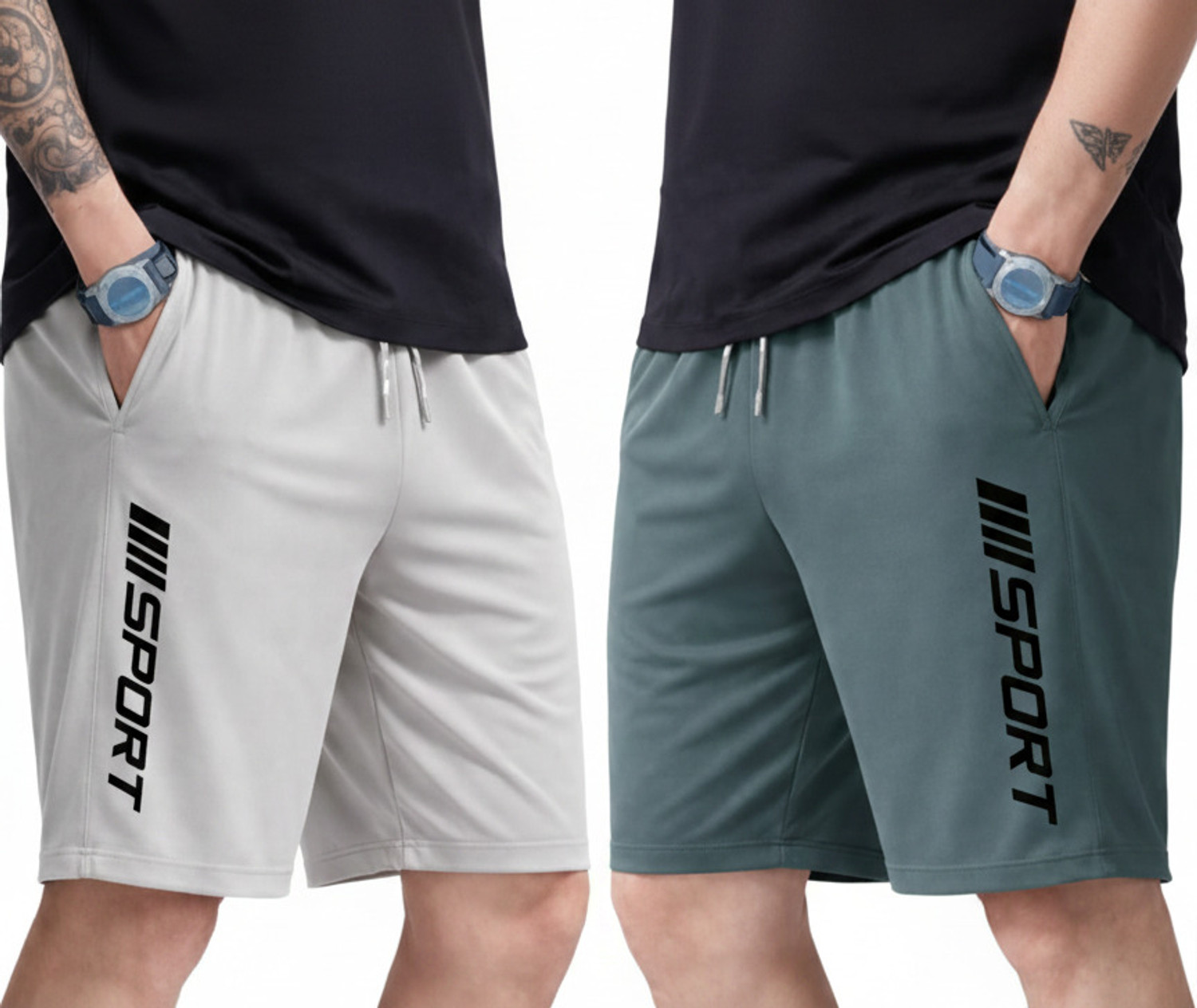 Image of FLYZEN Solid Men Grey Regular Shorts