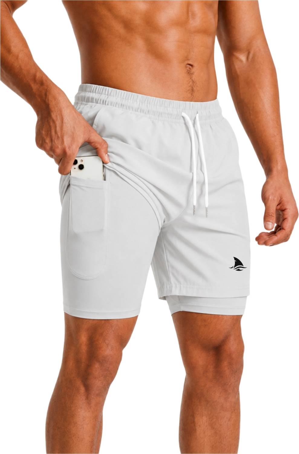 BOLDSHARK Men White Compression Shorts - Image 1