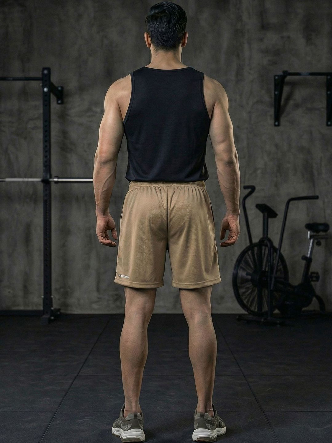 Image of HRX by Hrithik Roshan Striped Men Brown, White Sports Shorts
