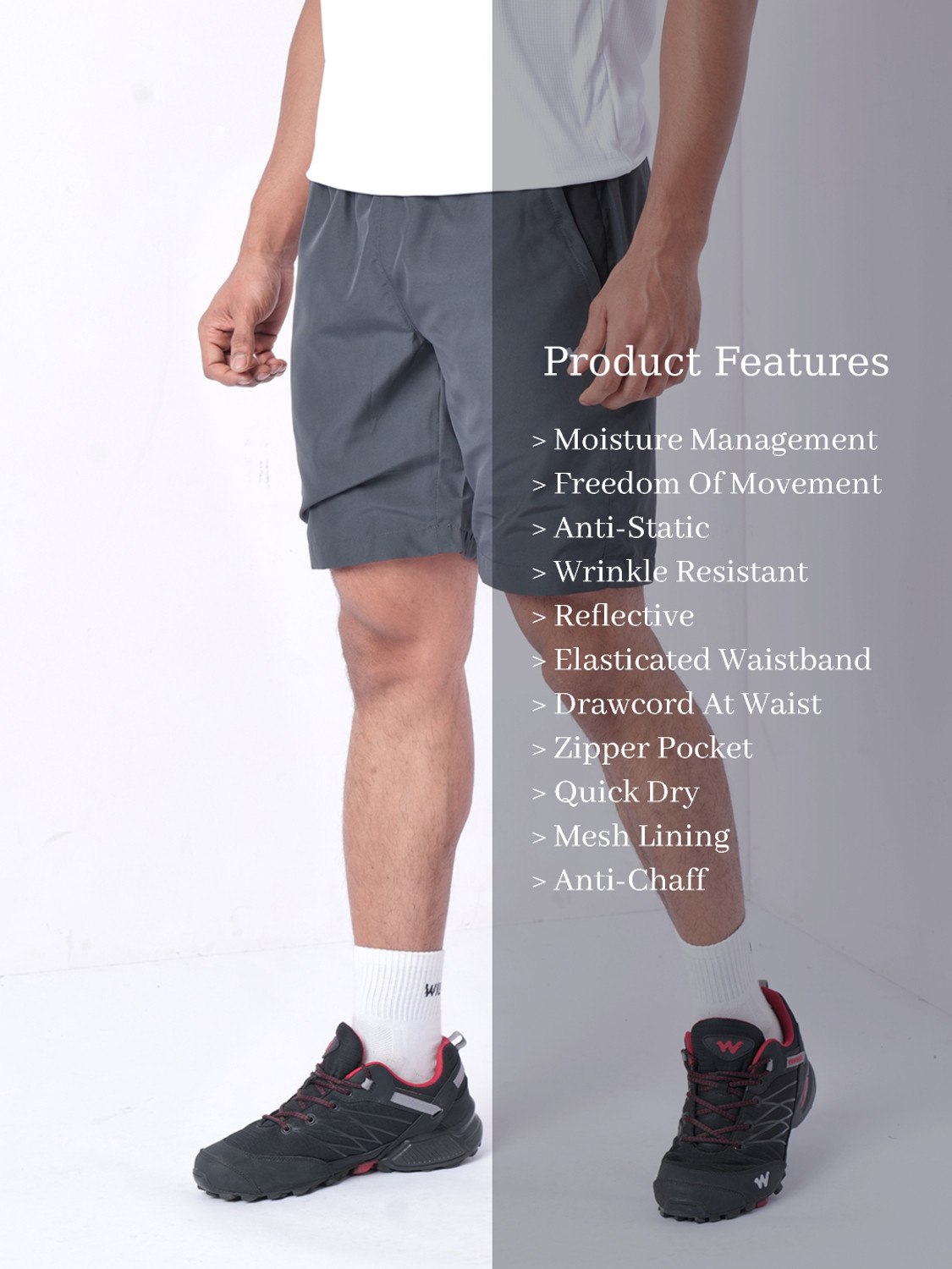 Image of Wildcraft Solid Men Dark Grey Casual Shorts