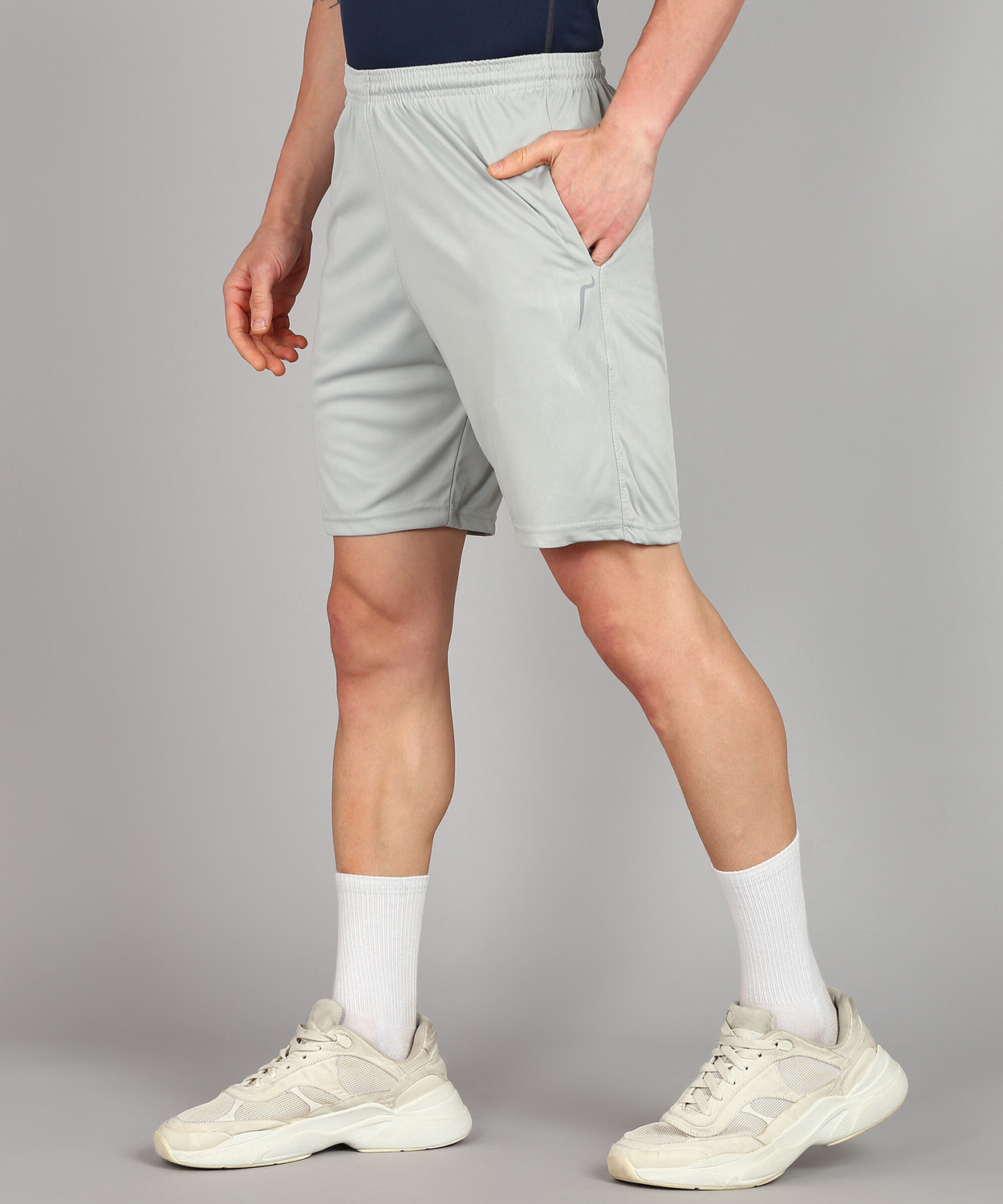 Image of BTMZ Solid Men Dark Blue, Grey Sports Shorts
