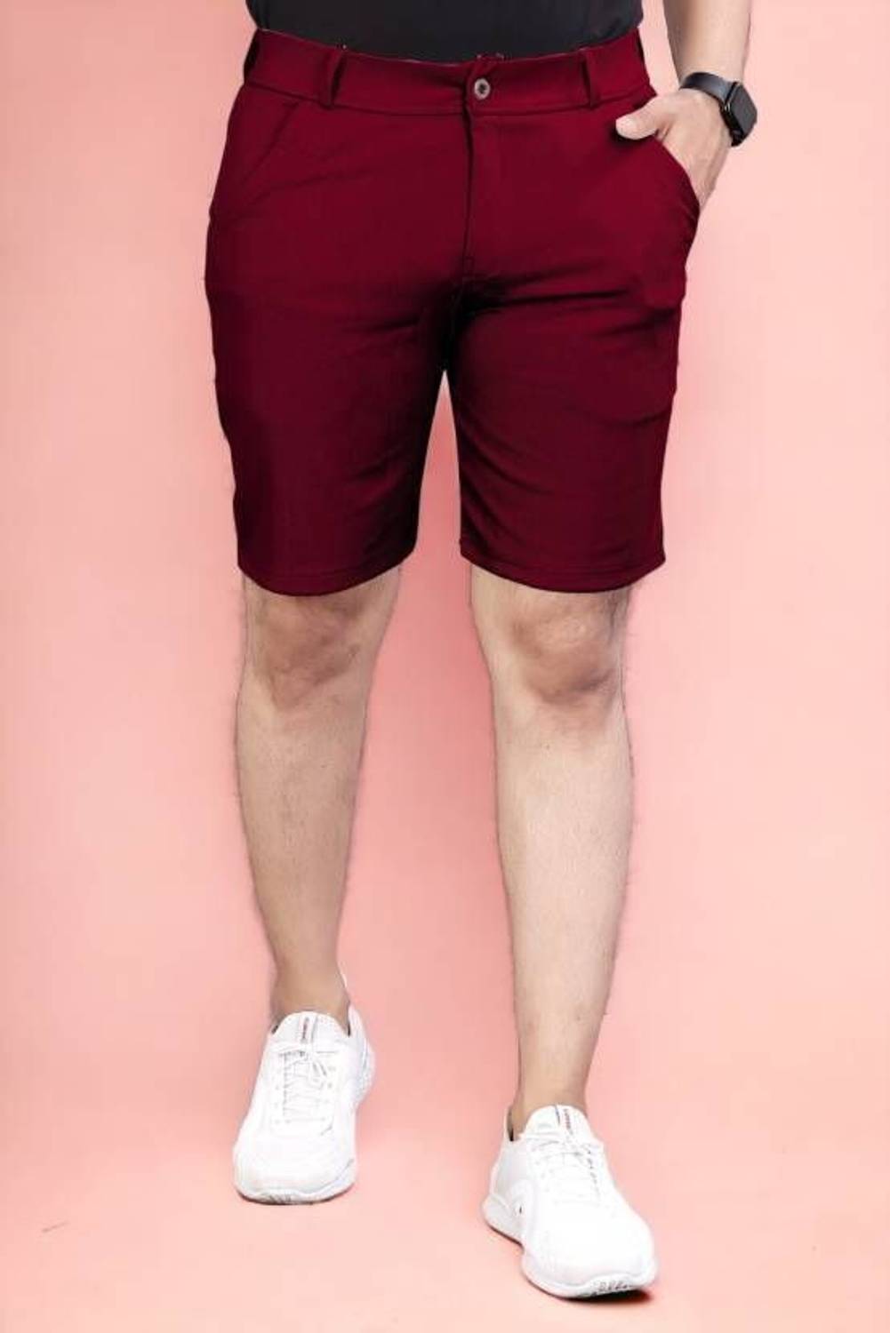 AVYRA Solid Men Maroon Chino Shorts