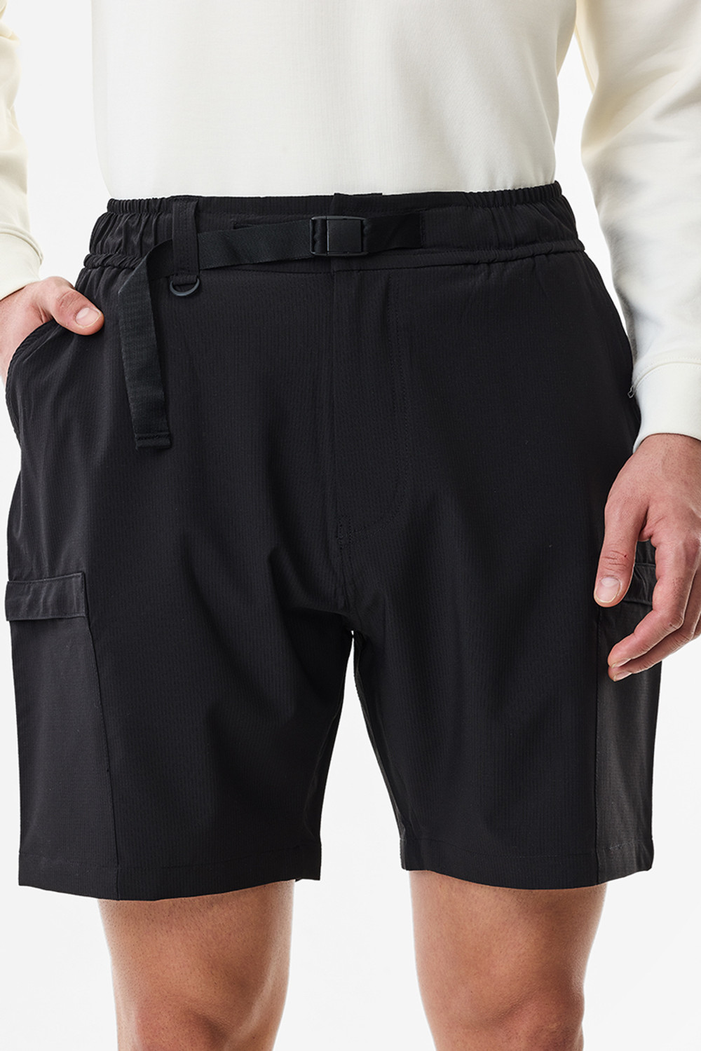 Image of Snitch Self Design Men Denim Black Denim Shorts