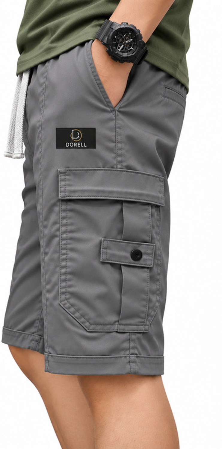 Image of dorell Pack of 2 Solid Men Grey, Light Green Cargo Shorts