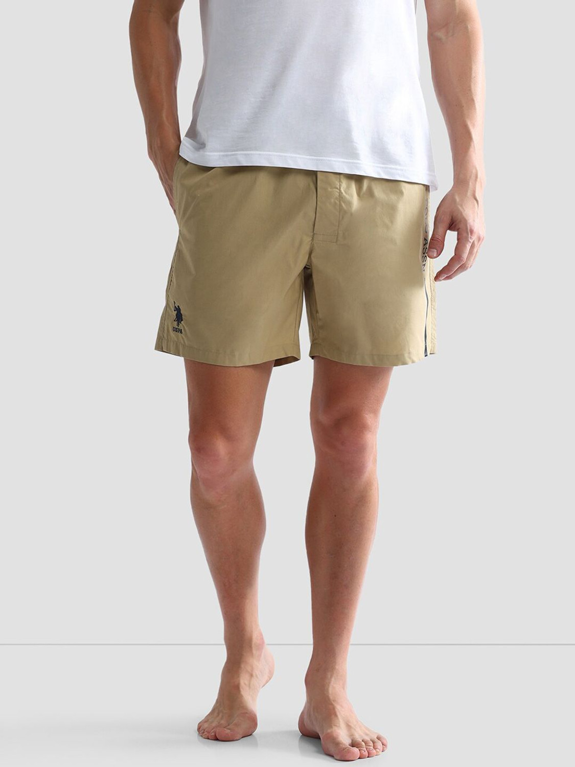 Image of U.S. POLO ASSN. Solid Men Beige Night Shorts