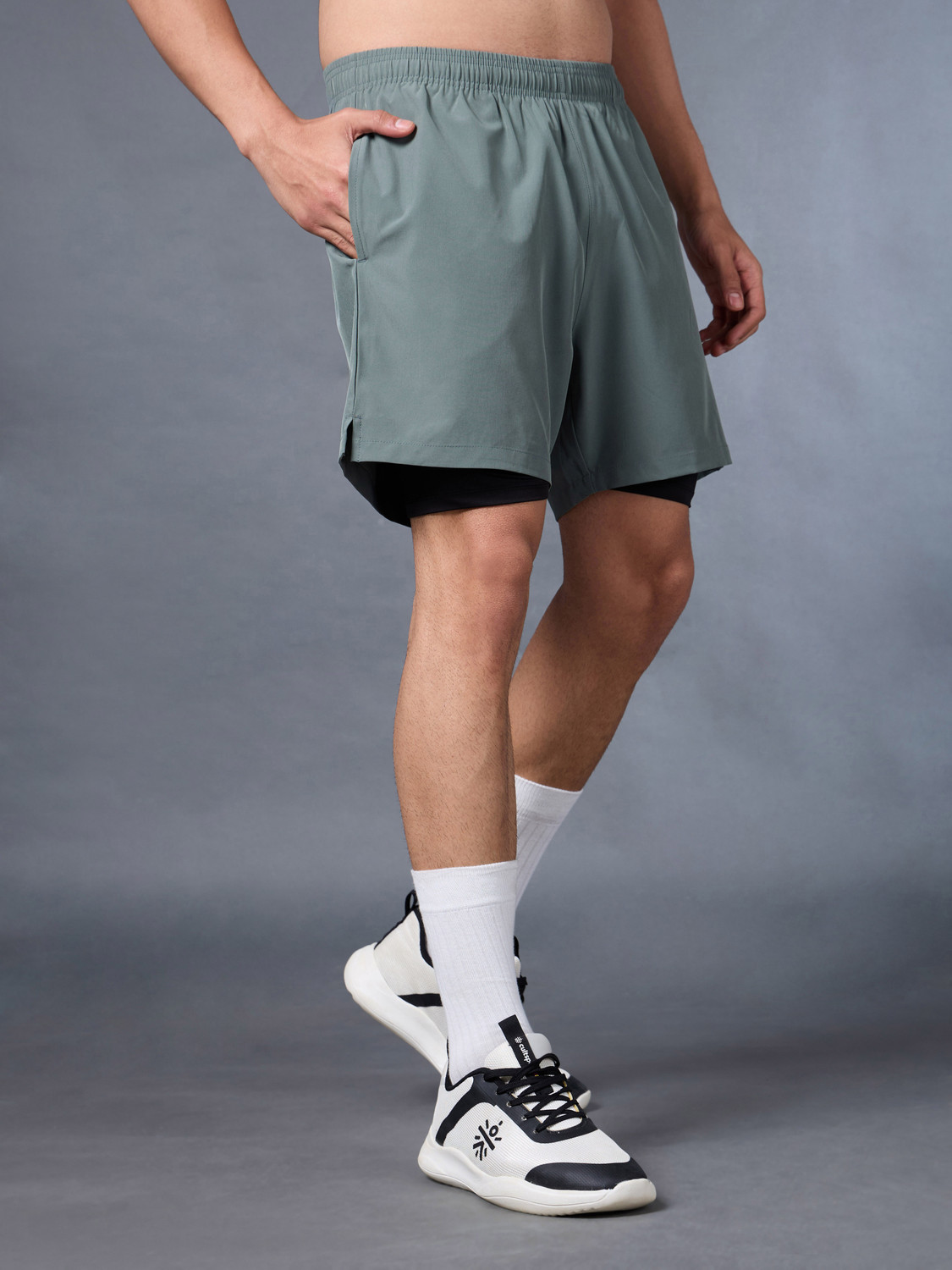 Image of Cult Solid Men Green Sports Shorts