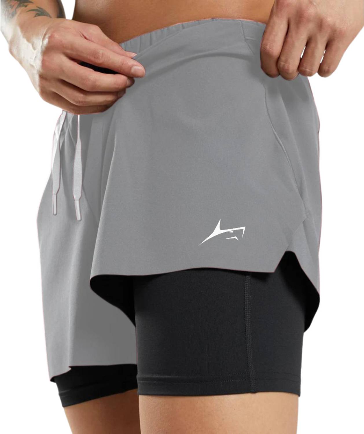 Prosharx Solid Men Grey Sports Shorts - Image 2