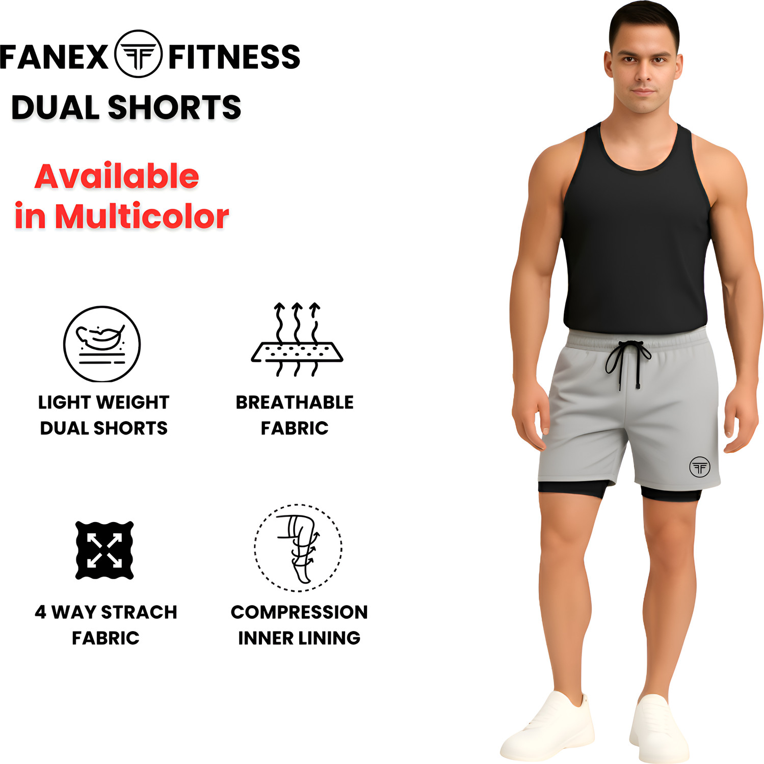 Image of FANEX FITNESS Solid Men Maroon Gym Shorts, Running Shorts, Sports Shorts, Compression Shorts