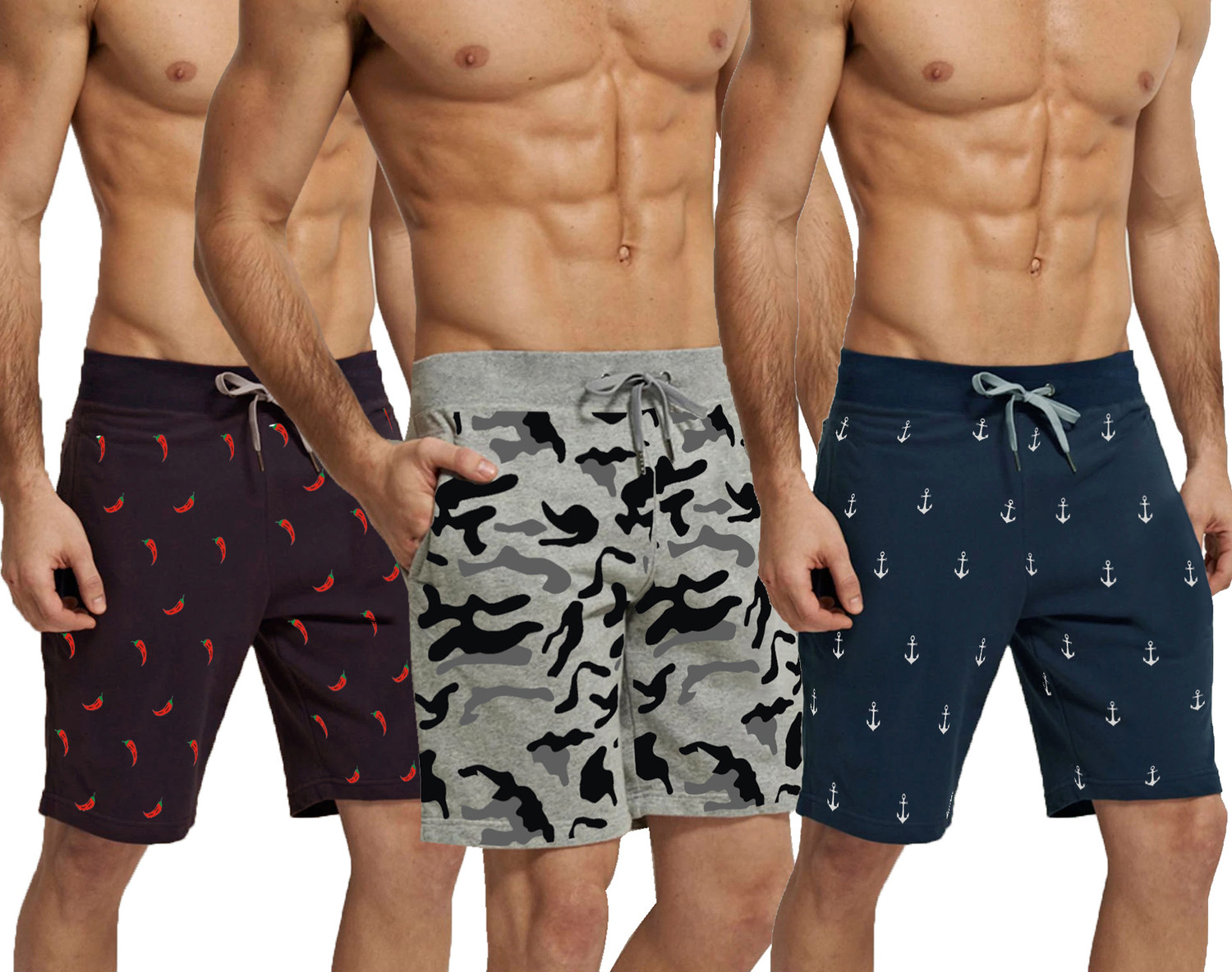 Image of HOTFITS Printed Men Multicolor Basic Shorts