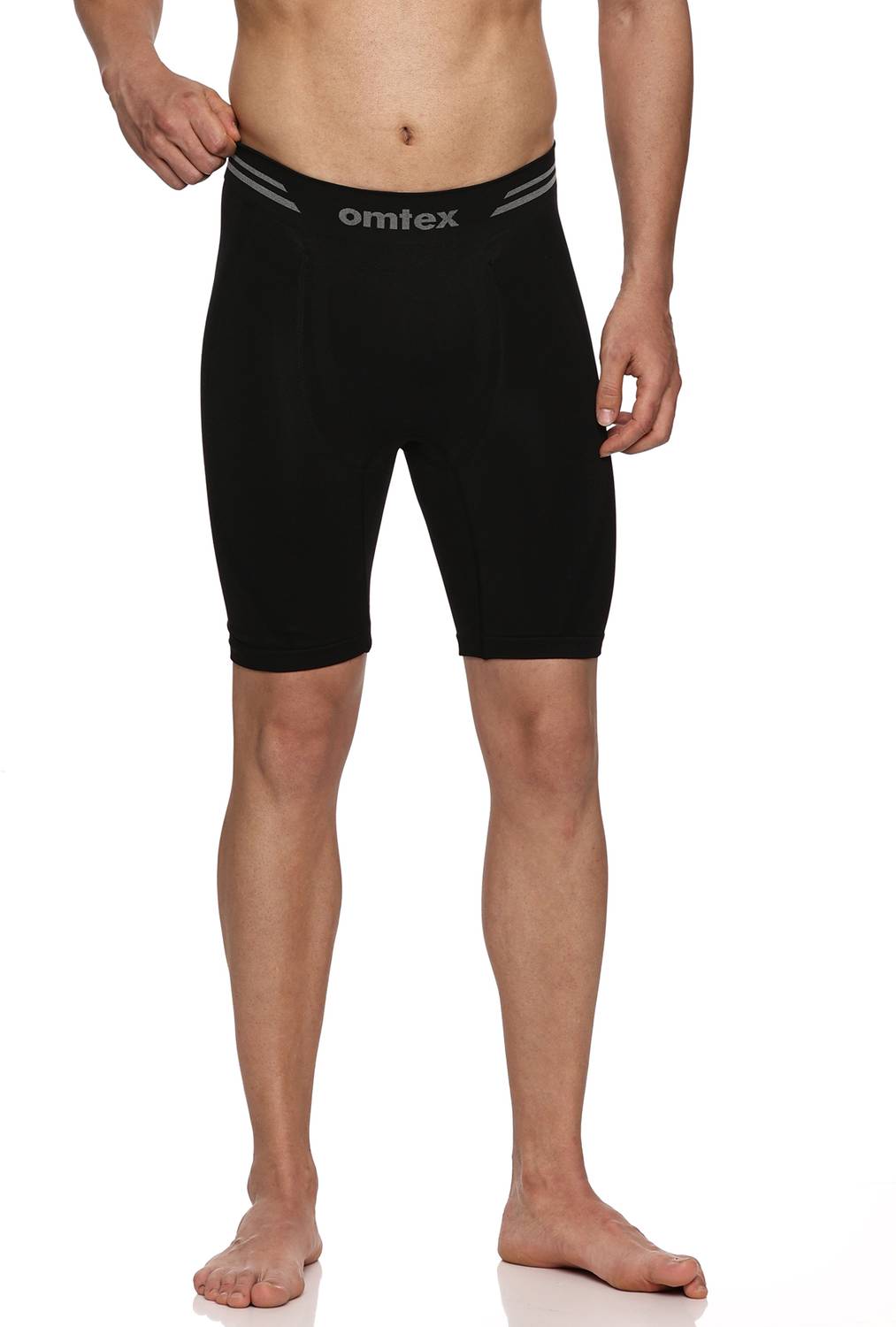 omtex Men Black Compression Shorts - Image 1