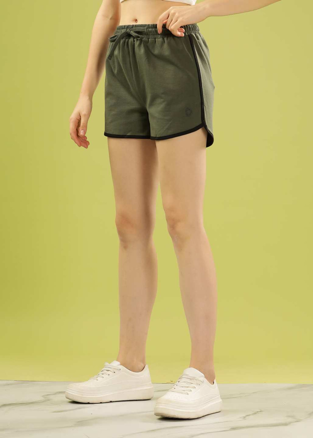 Image of Dollar Missy Solid Women Reversible Dark Green Sports Shorts
