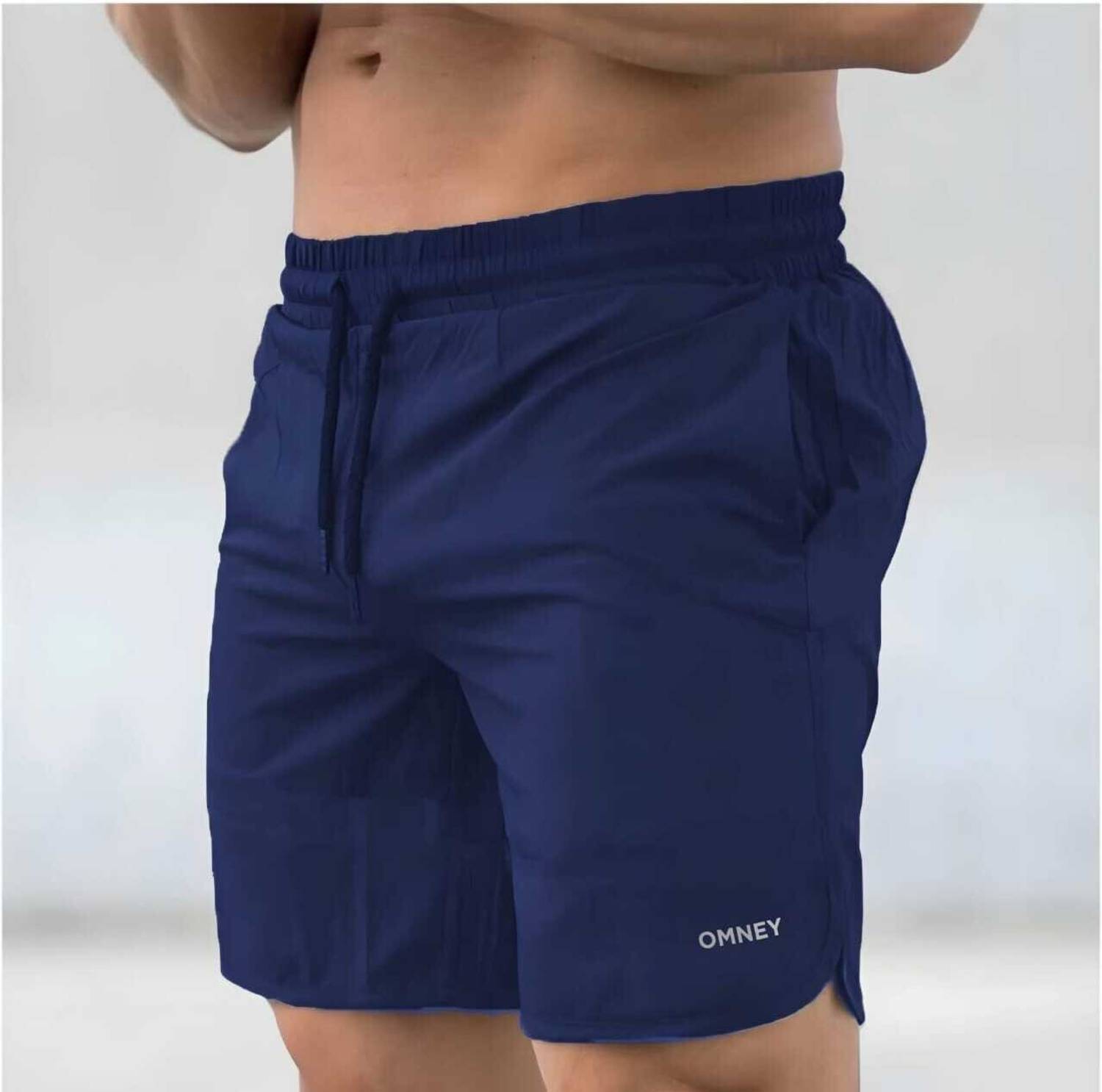 OMNEY Solid Men Blue Gym Shorts