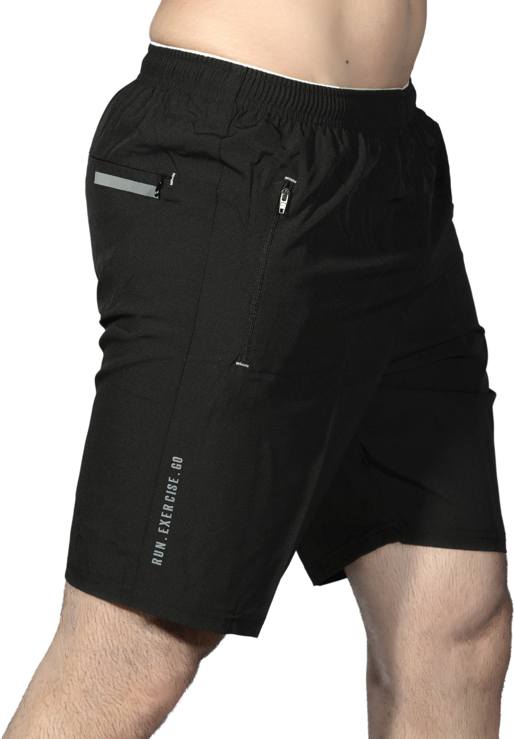 Image of Renessa Solid Men Black Running Shorts