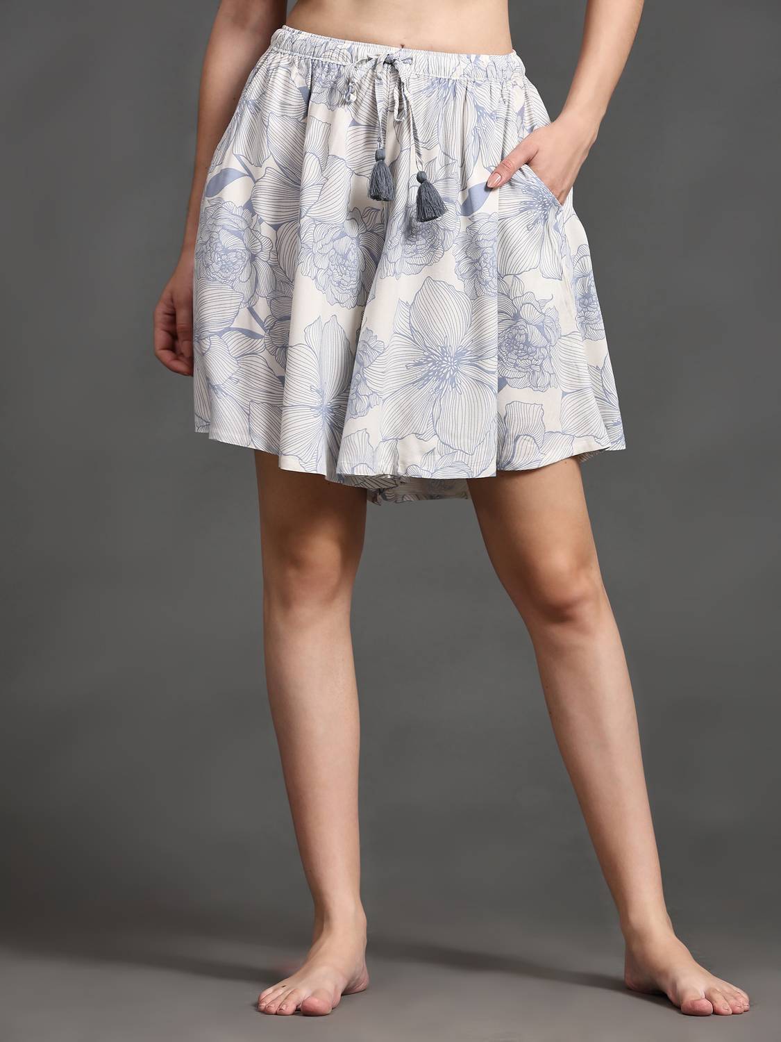 BSTORIES Printed Women Blue, White Casual Shorts