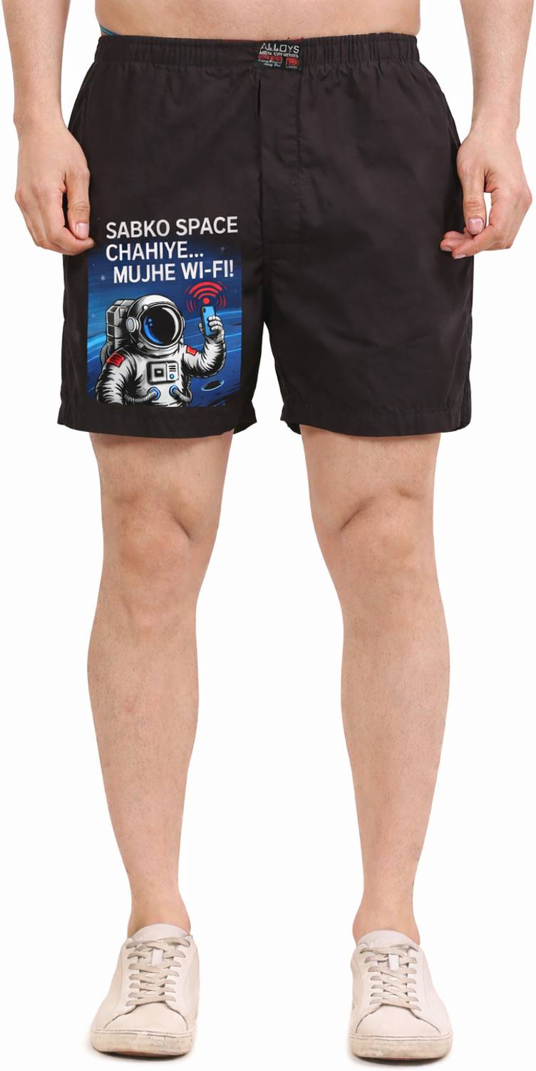 AVVOYS Printed Men Black Boxer Shorts