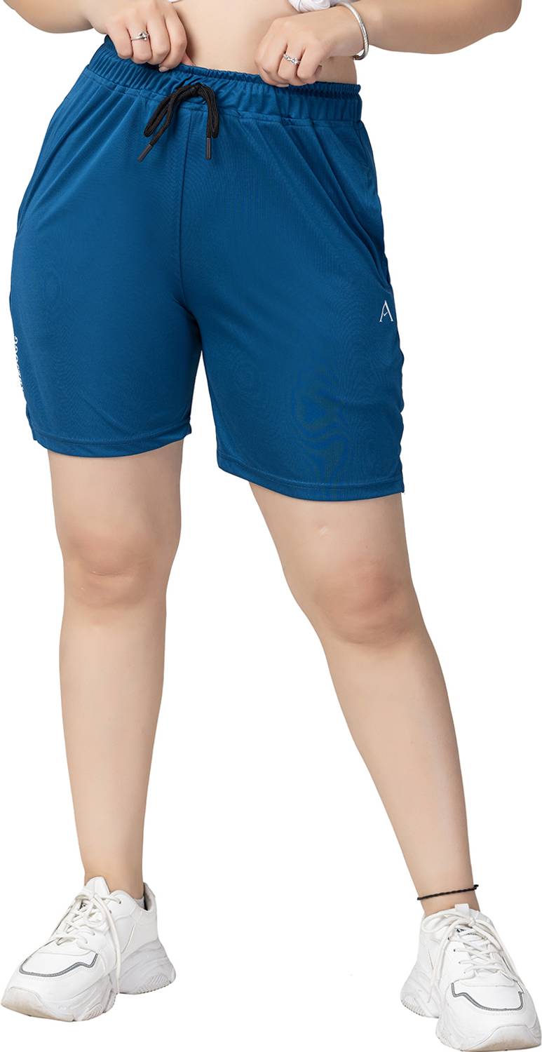 ABZJOGG Solid Women Blue Sports Shorts