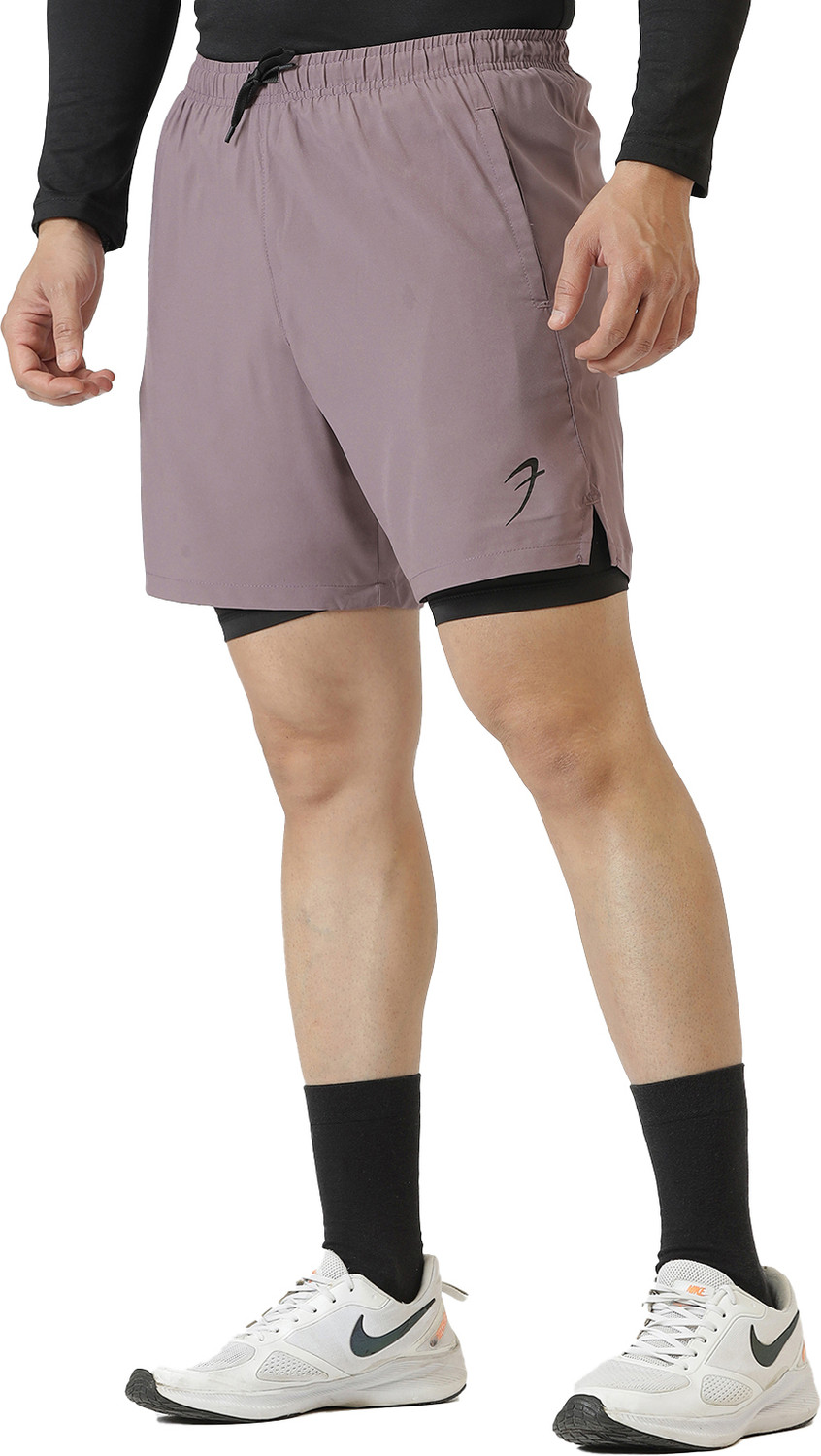 Image of FuaarK Solid Men Purple Sports Shorts