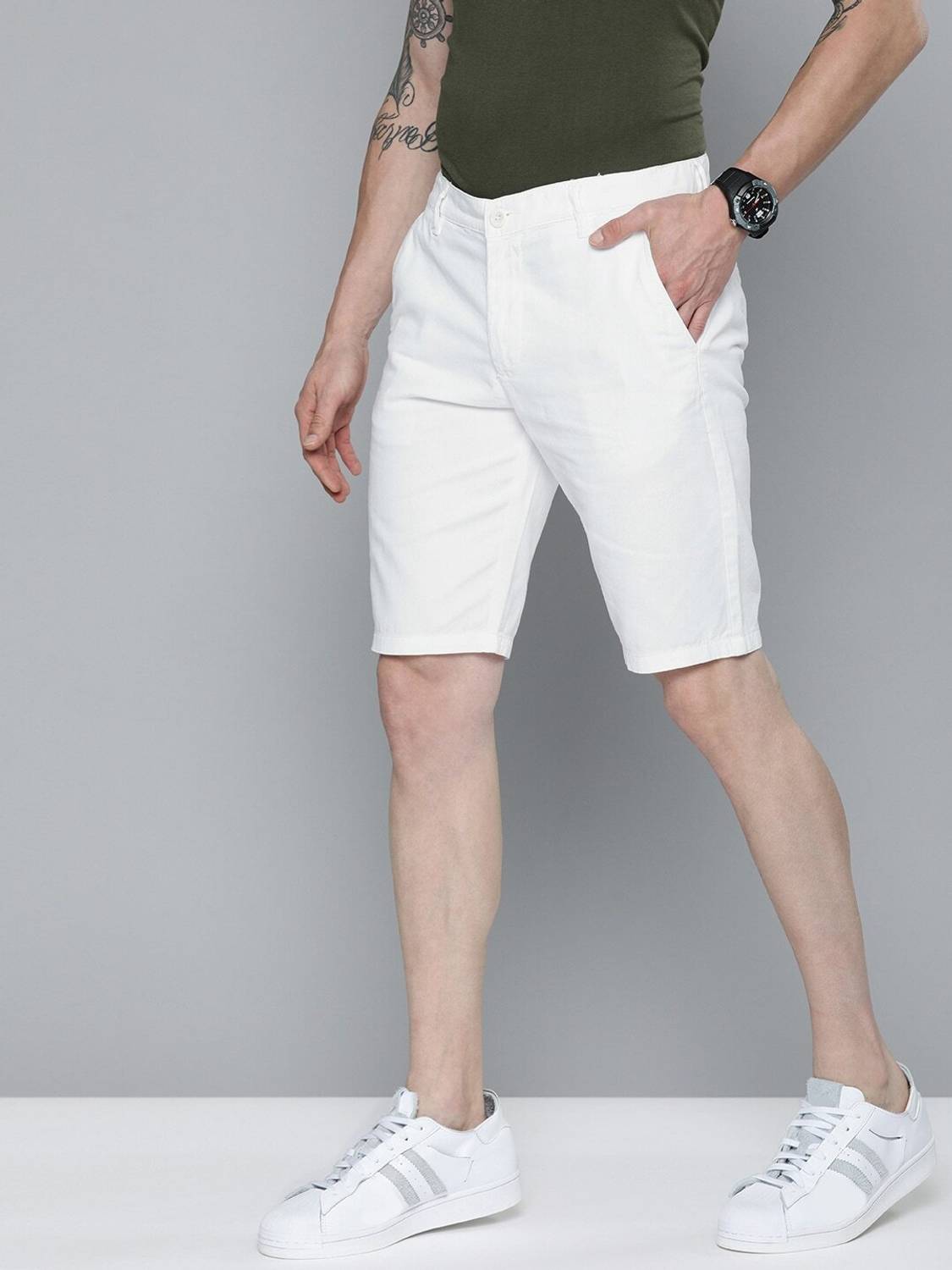 The Indian Garage Co. Men White Chino Shorts - Image 2
