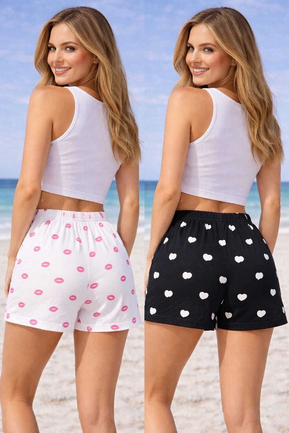 Image of CRAZY WEAR Printed Women White, Black Night Shorts
