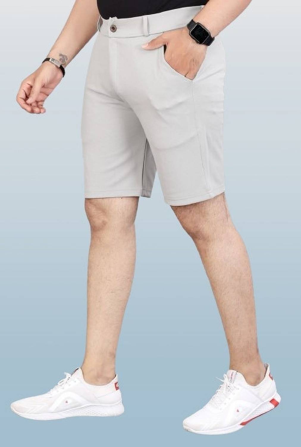 AVYRA Solid Men Grey Chino Shorts