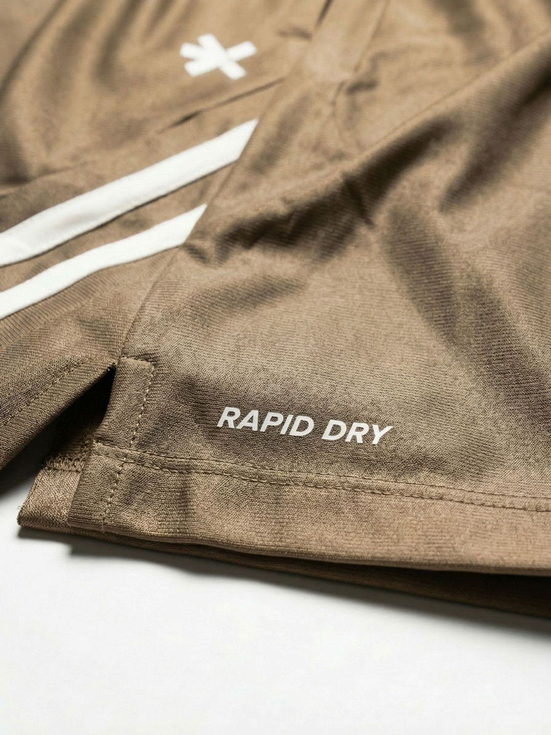 Image of HRX by Hrithik Roshan Striped Men Brown, White Sports Shorts