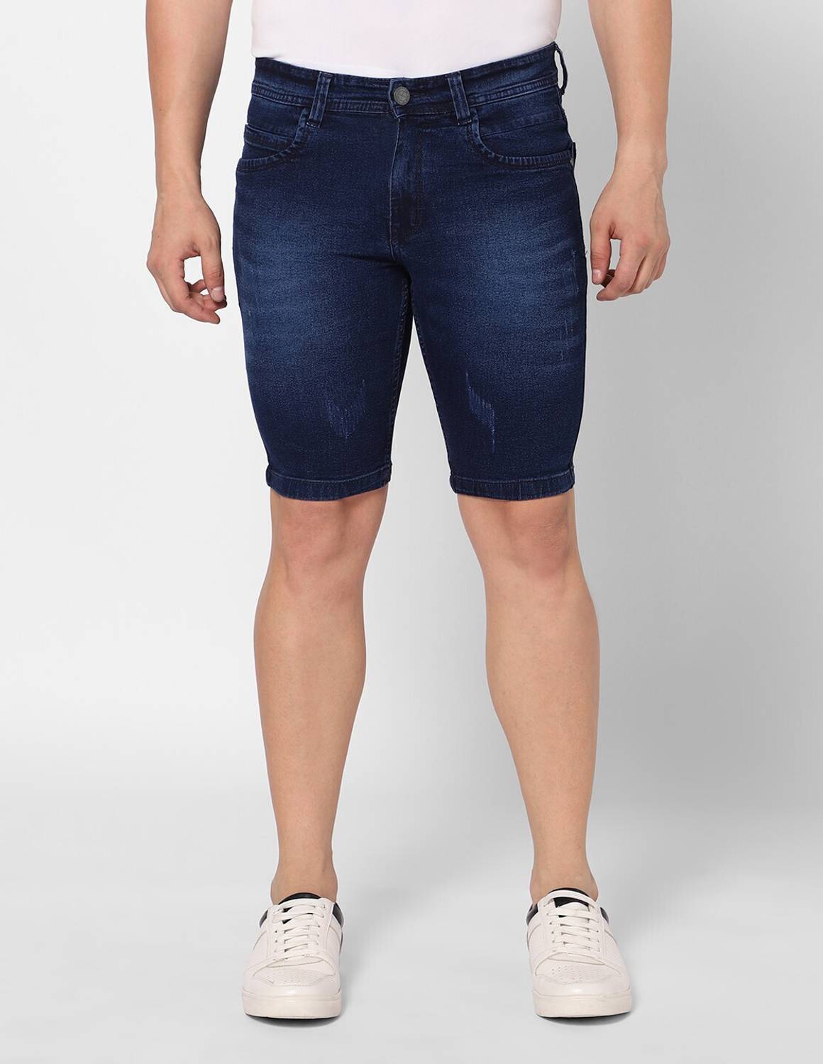 TCI Dyed/Washed Men Denim Blue Denim Shorts
