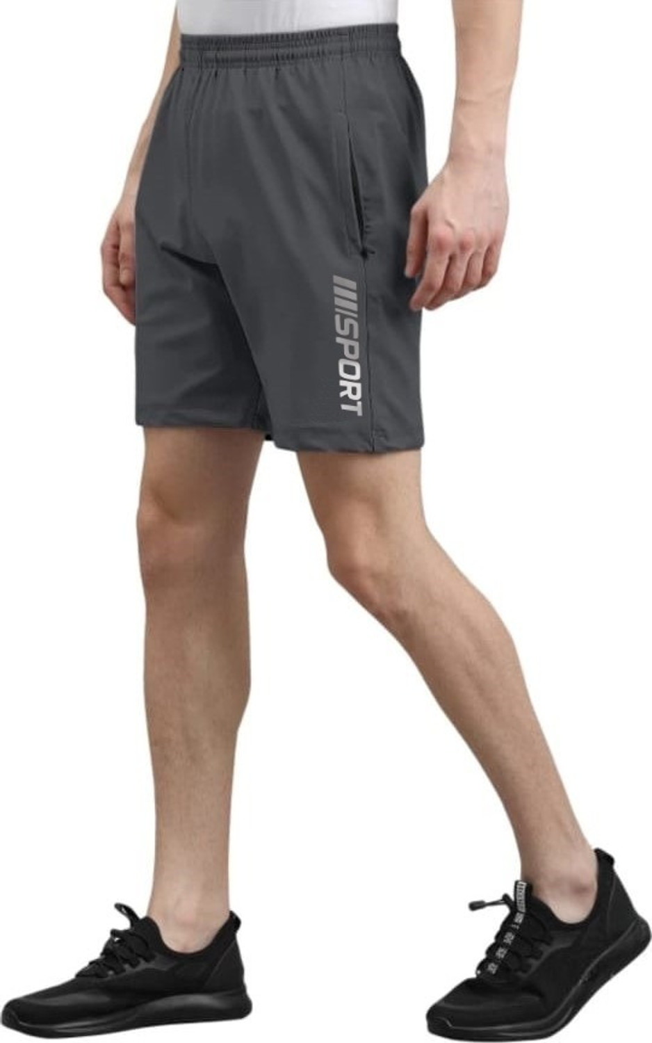 Image of skyrow Printed Men Dark Grey Regular Shorts