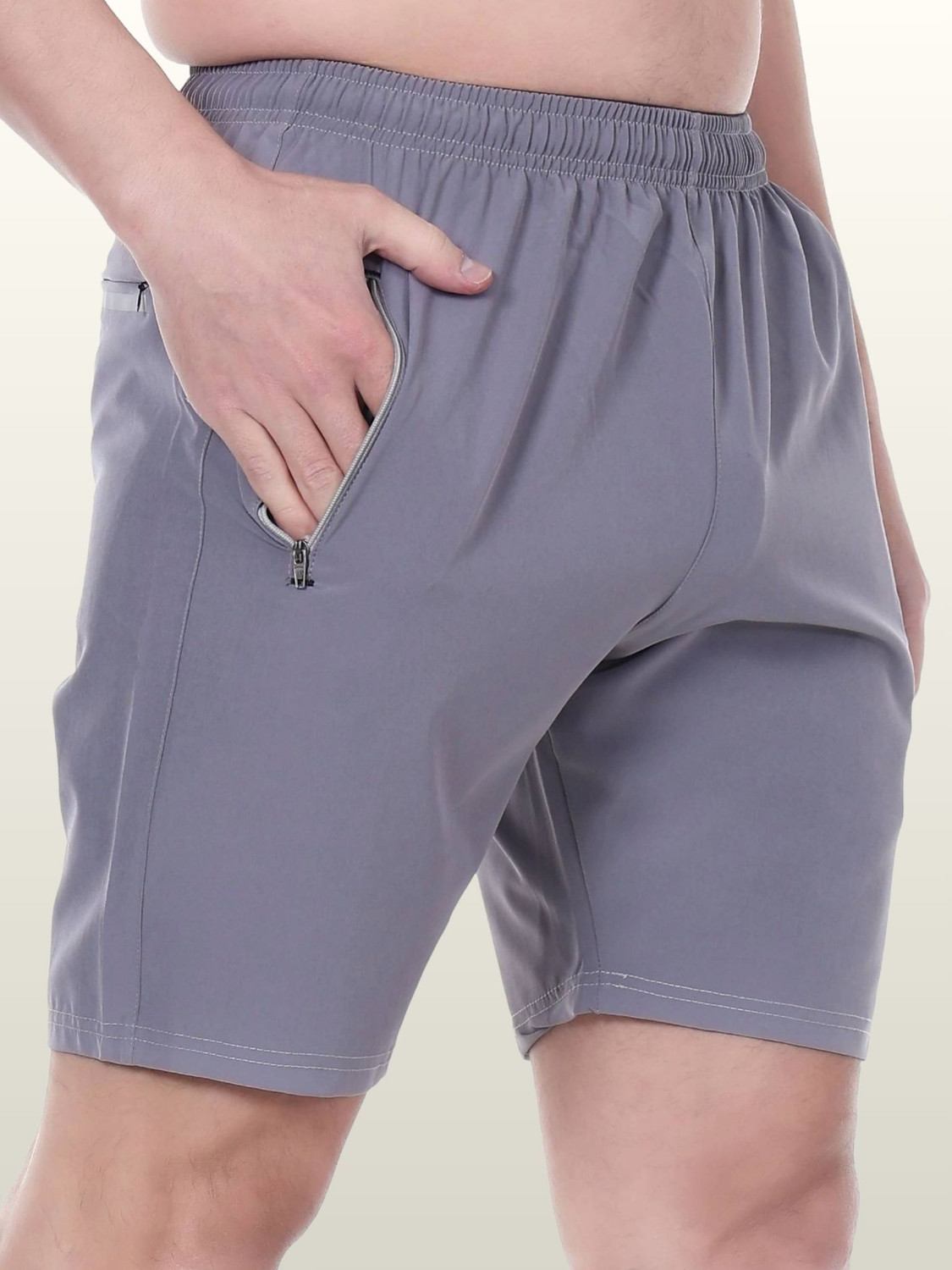 Image of Renessa Solid Men Grey Gym Shorts