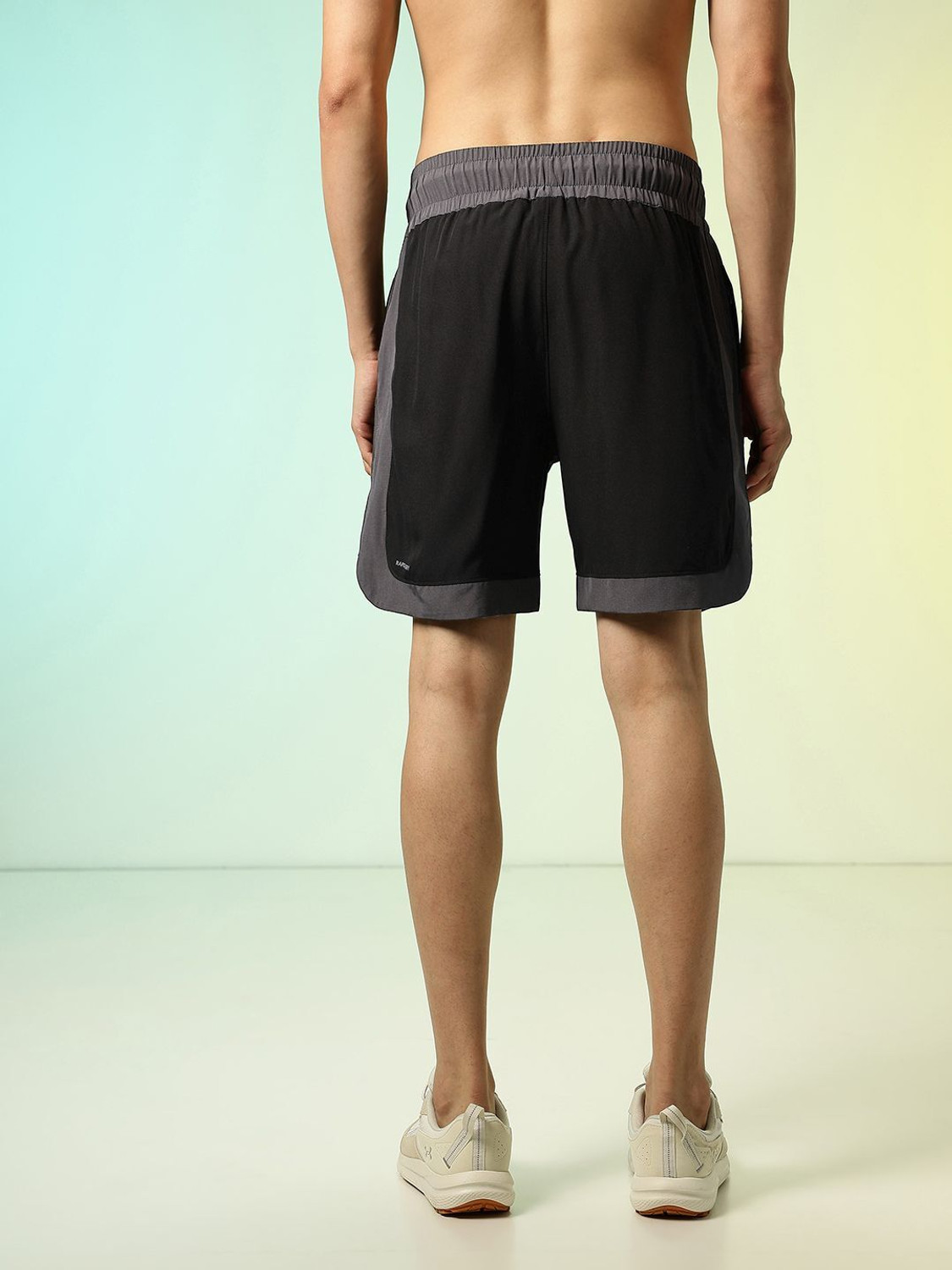 Image of HRX by Hrithik Roshan Striped Men Grey, Black Sports Shorts
