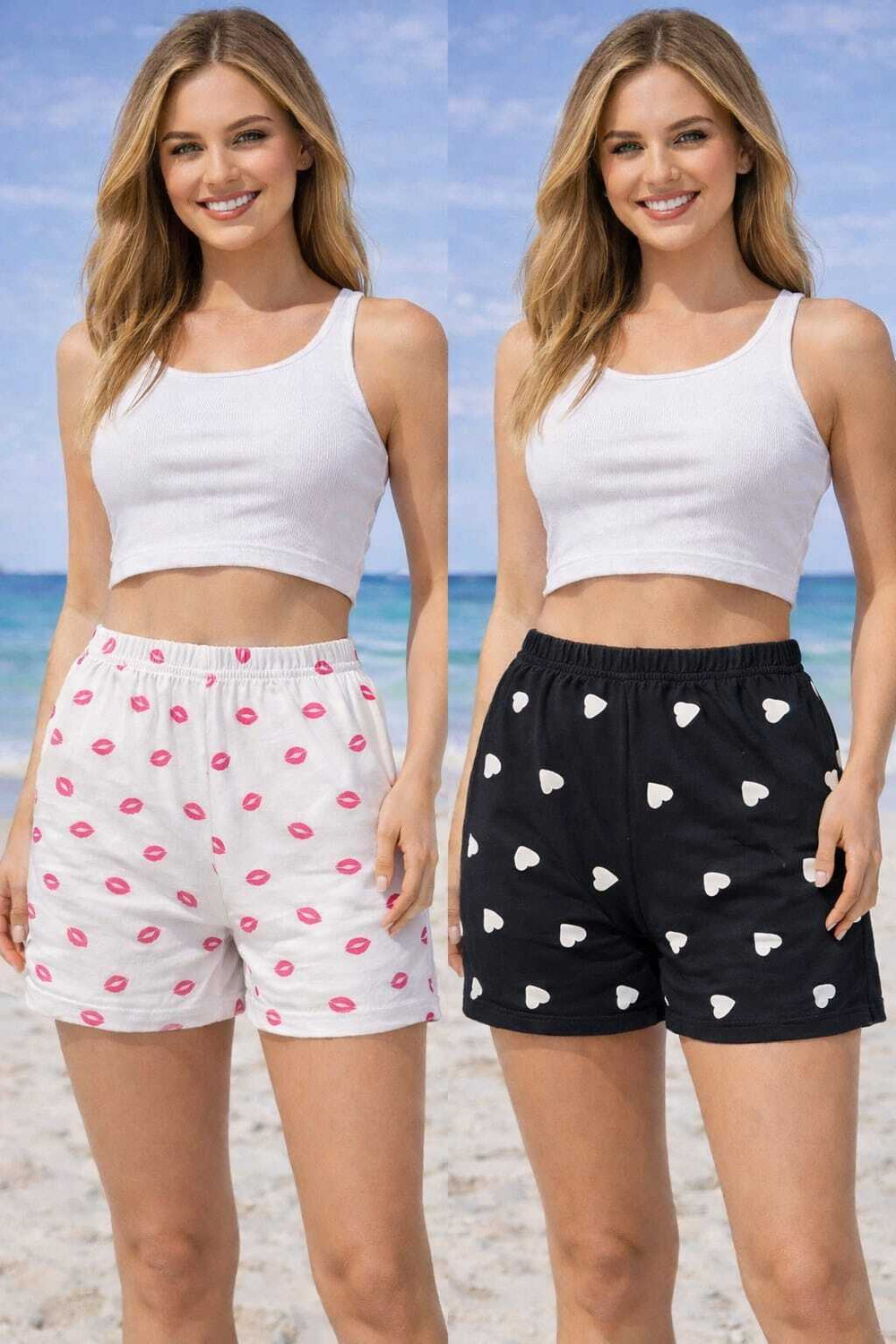 Image of CRAZY WEAR Printed Women White, Black Night Shorts
