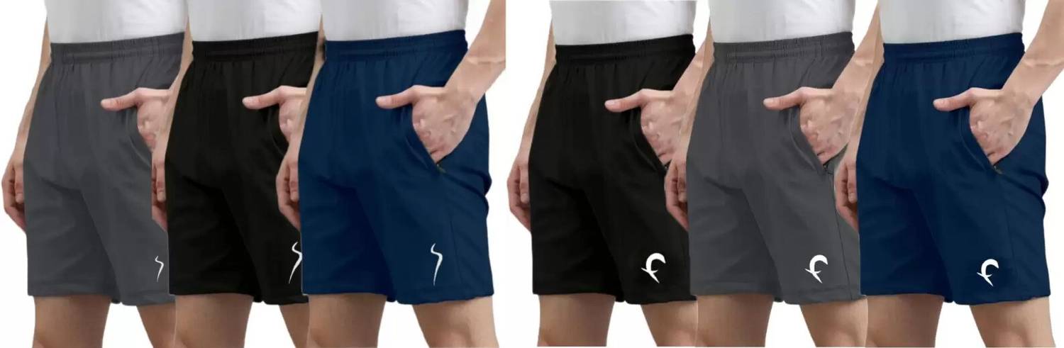 Sarahna Men Multicolor Sports Shorts Pack of 6 - Image 1