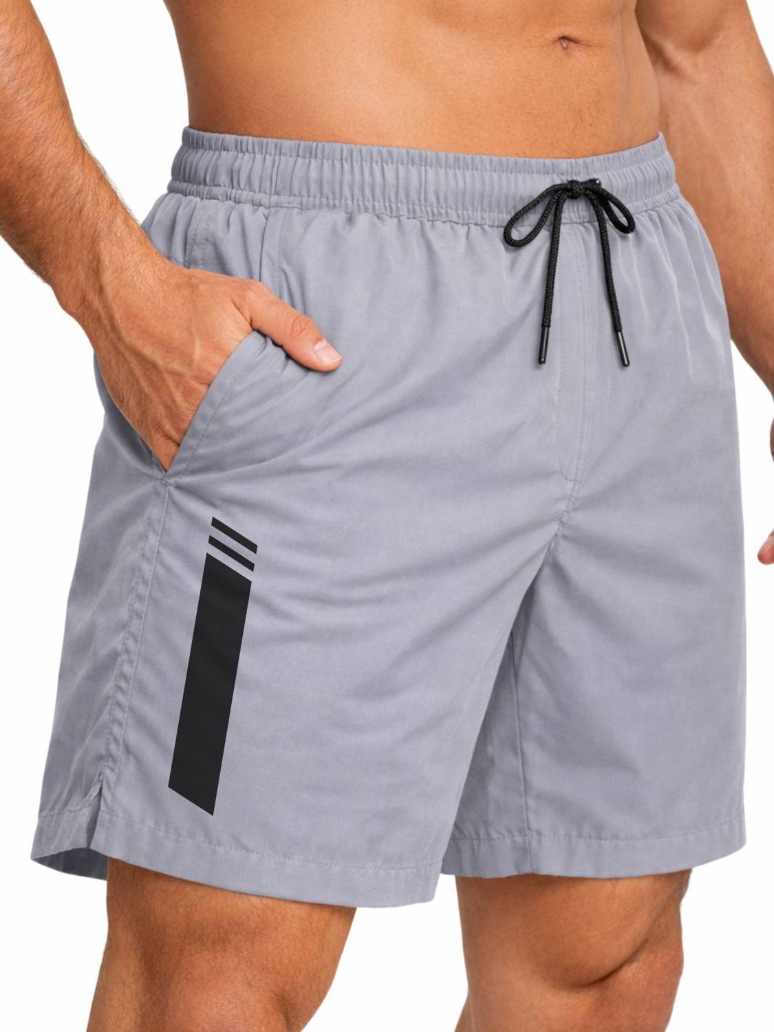 3colors Solid Men Grey Sports Shorts