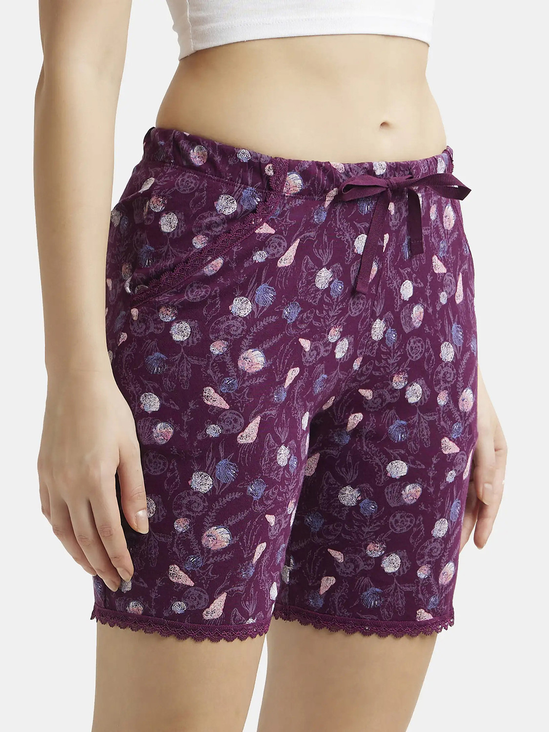 Image of JOCKEY Printed Women Purple Regular Shorts