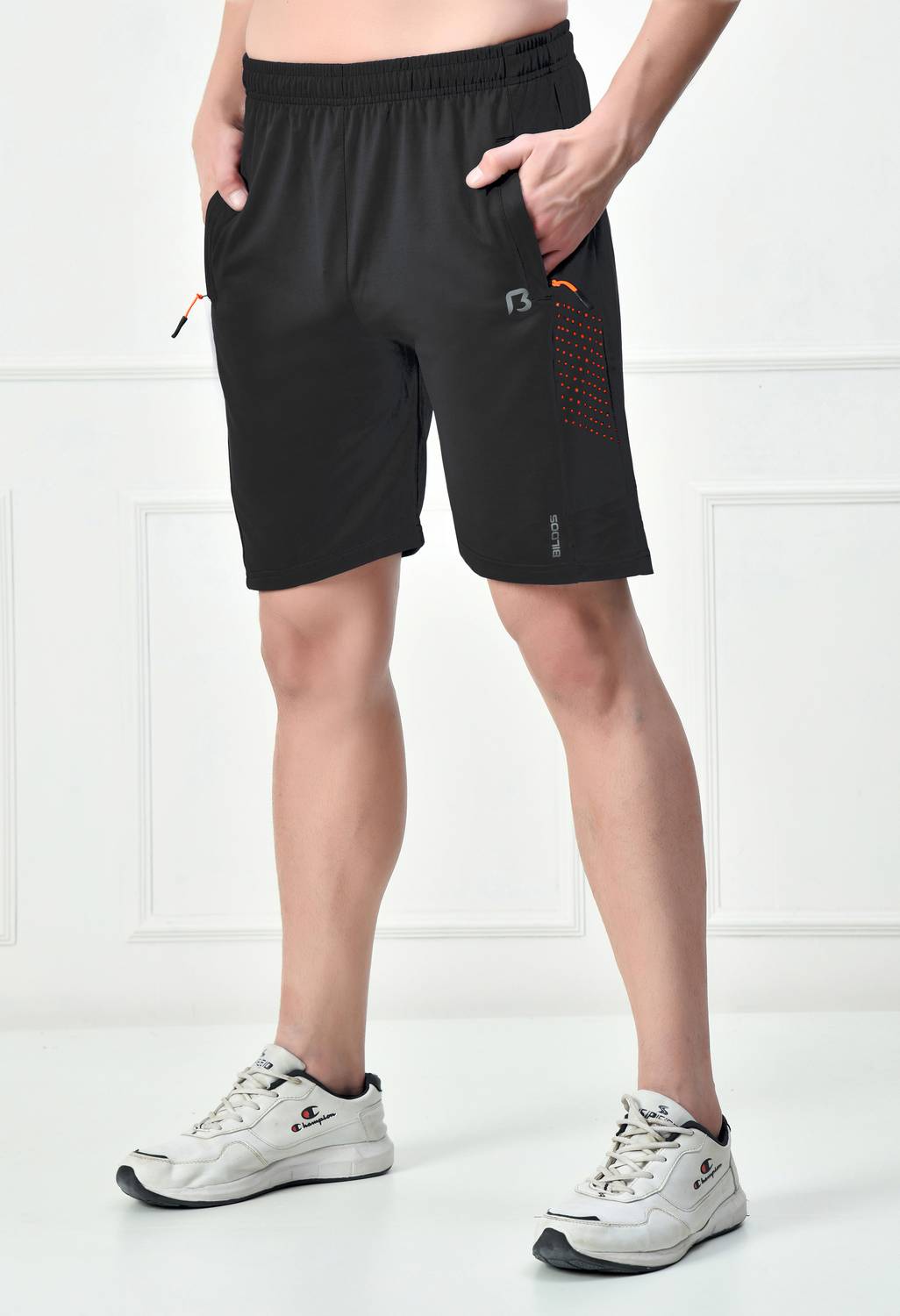 BILDOS Solid, Mesh Men Black Sports Shorts