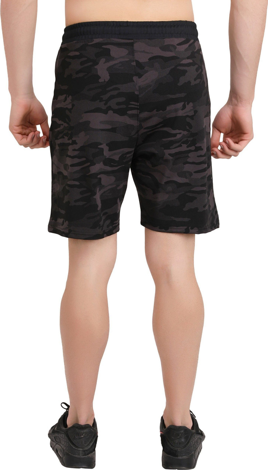 Image of NINQ Military Camouflage Men Grey, Brown, Black Regular Shorts