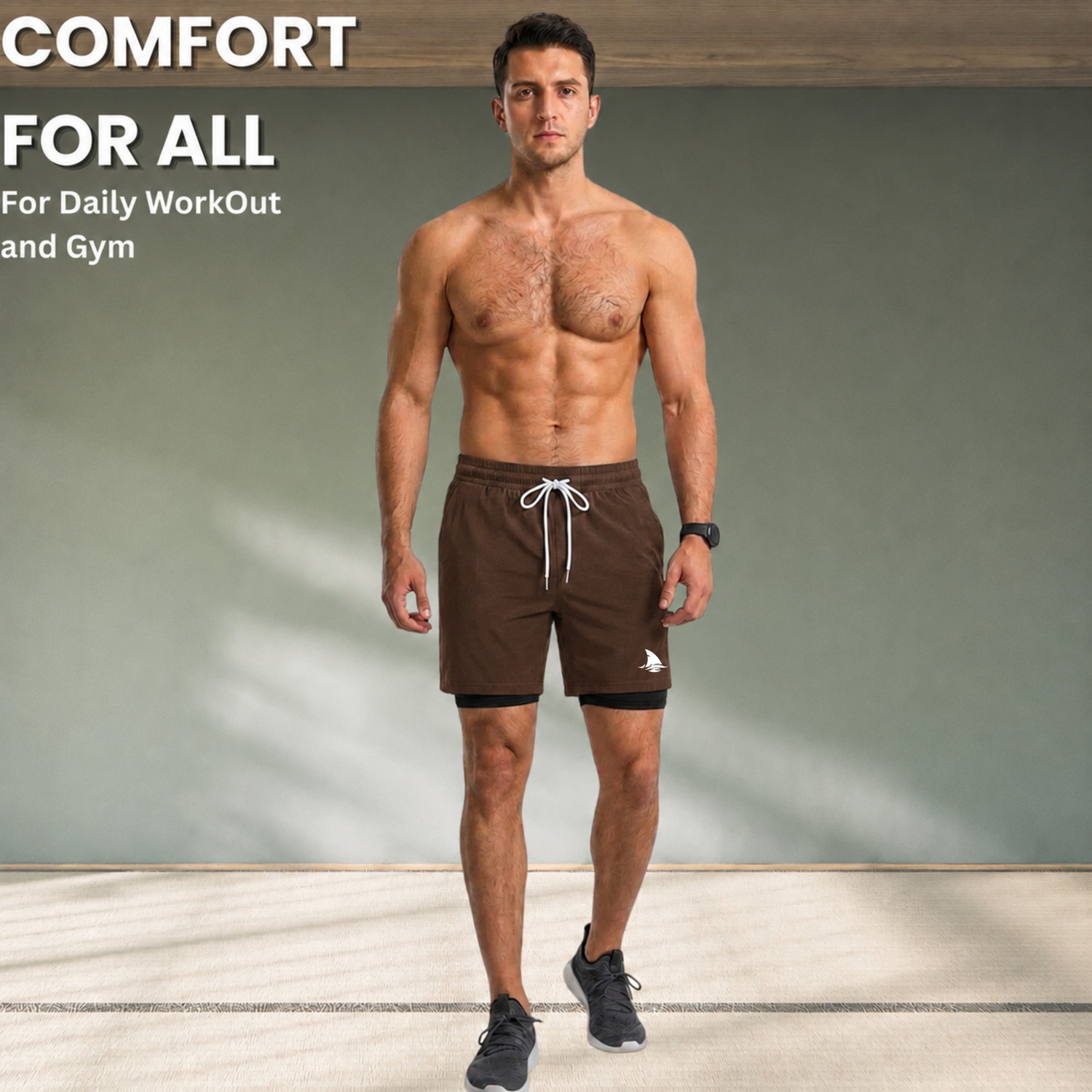Image of BOLDSHARK Solid Men Brown Compression Shorts, Cycling Shorts, Gym Shorts, Running Shorts, Sports Shorts