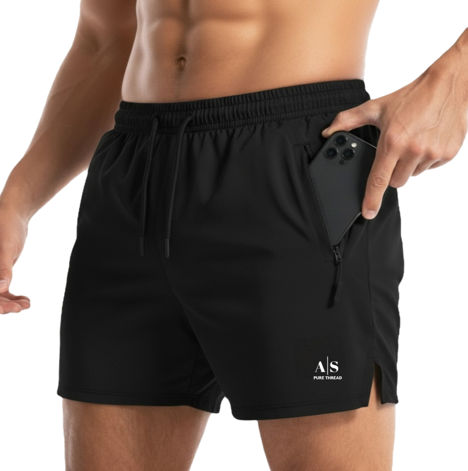 Image of as faision Solid Men Black Sports Shorts, Gym Shorts, Running Shorts, Casual Shorts