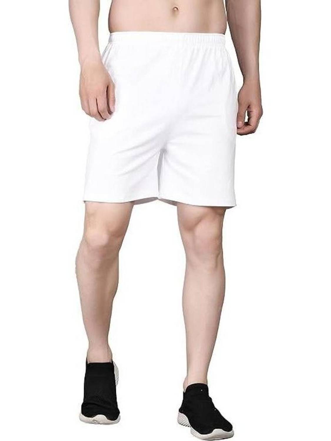 APKR Solid Men White Regular Shorts