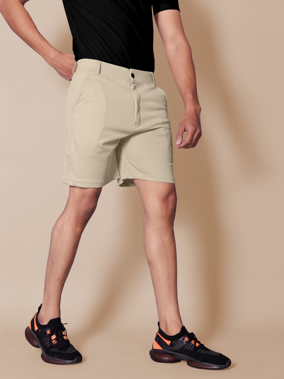 Image of Flicfol Self Design Men Khaki Casual Shorts