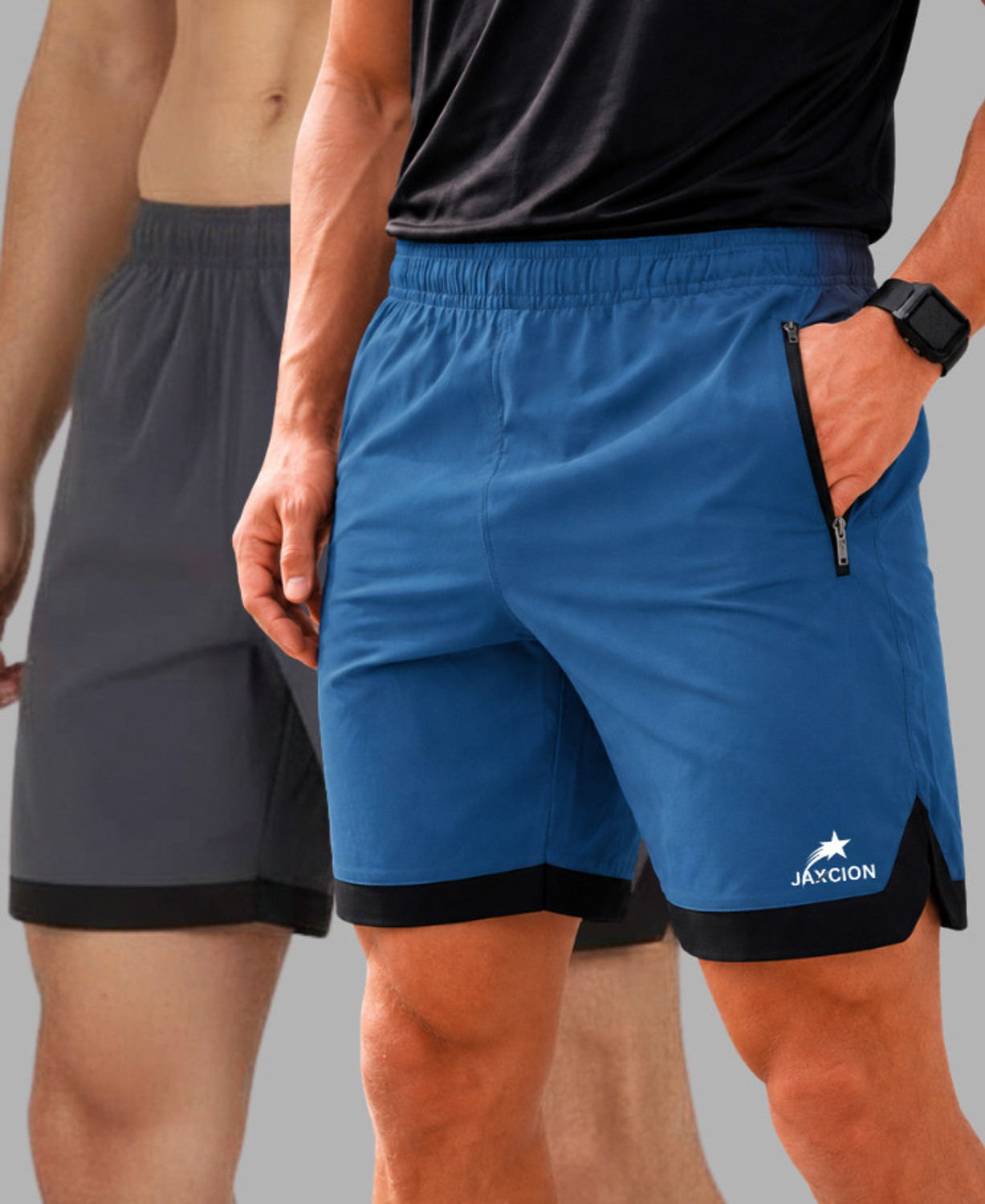 Image of jaxcion Printed Men Blue, Dark Grey Cycling Shorts, Gym Shorts, Regular Shorts, Night Shorts, Running Shorts