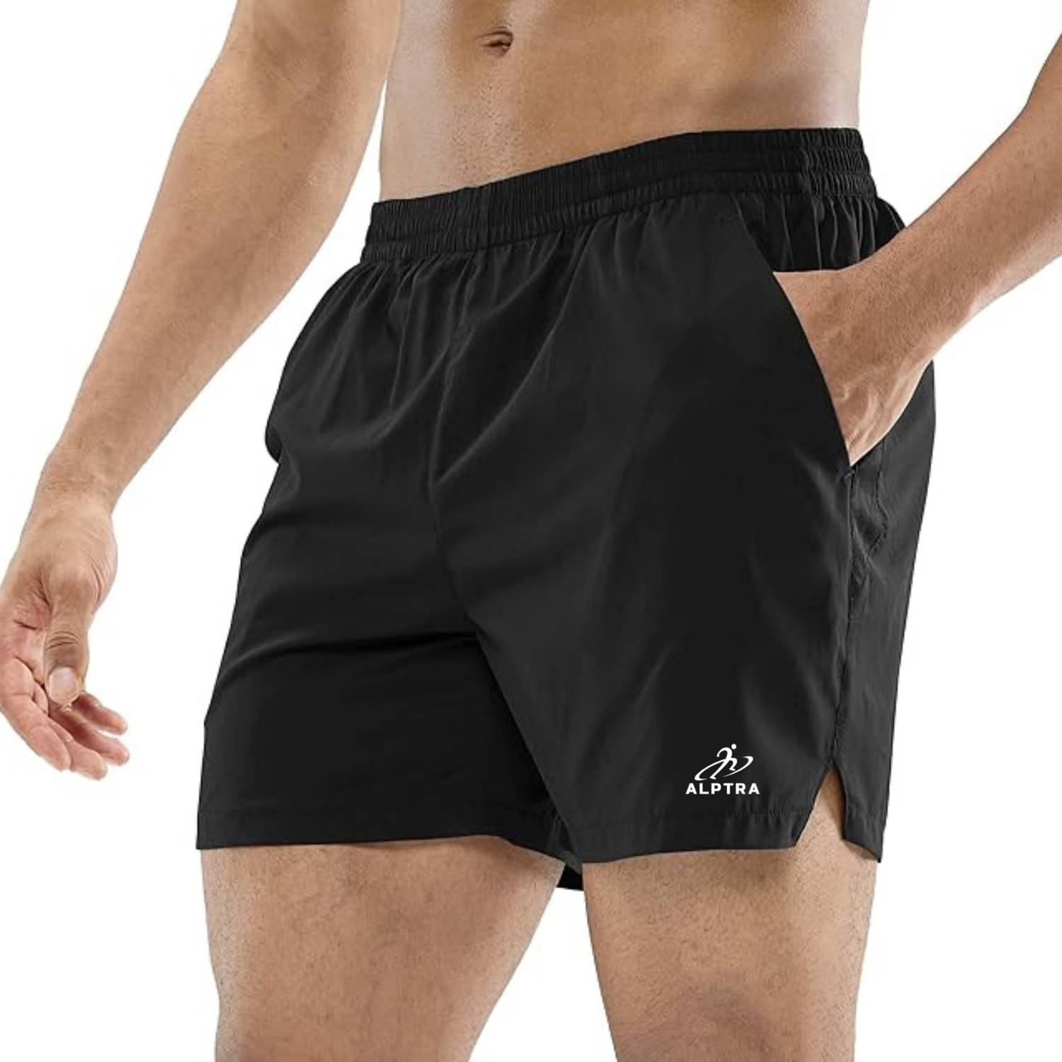 ALPTRA Solid Men Black Gym Shorts