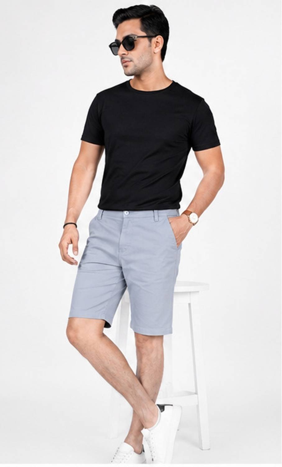 WWXN Men Light Blue Chino Shorts